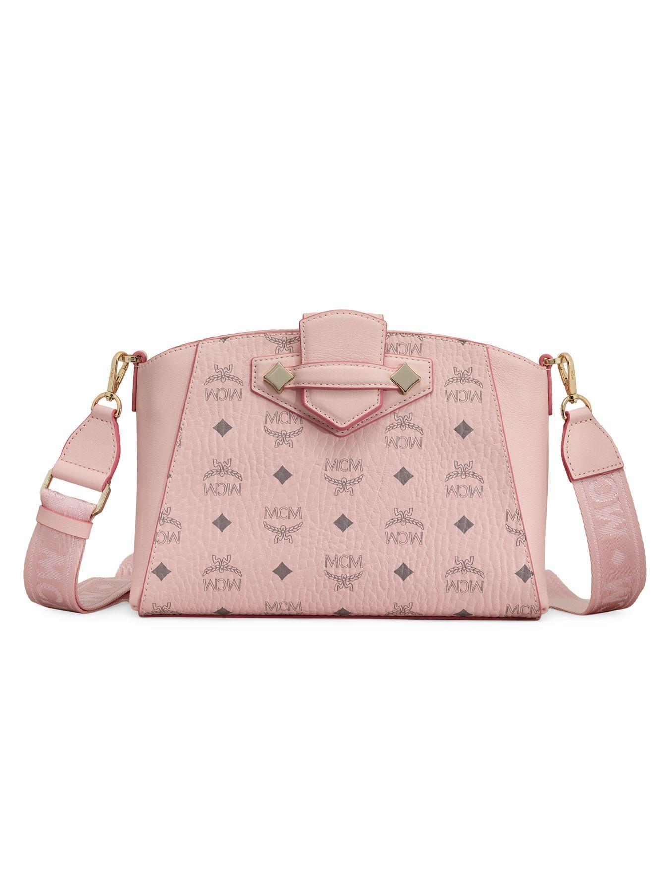 pink mcm shoulder bolsa