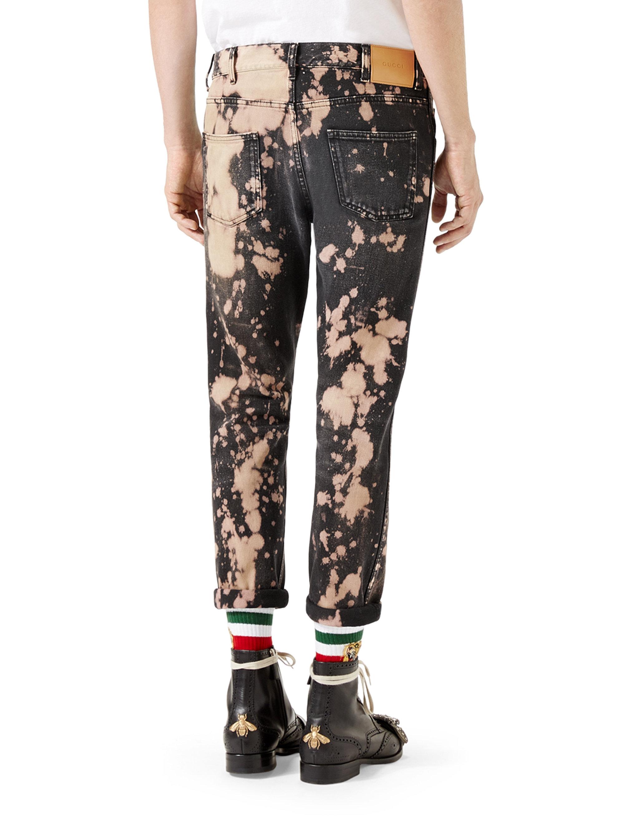 Gucci Bleached Denim Tapered Pant in Black for Men | Lyst