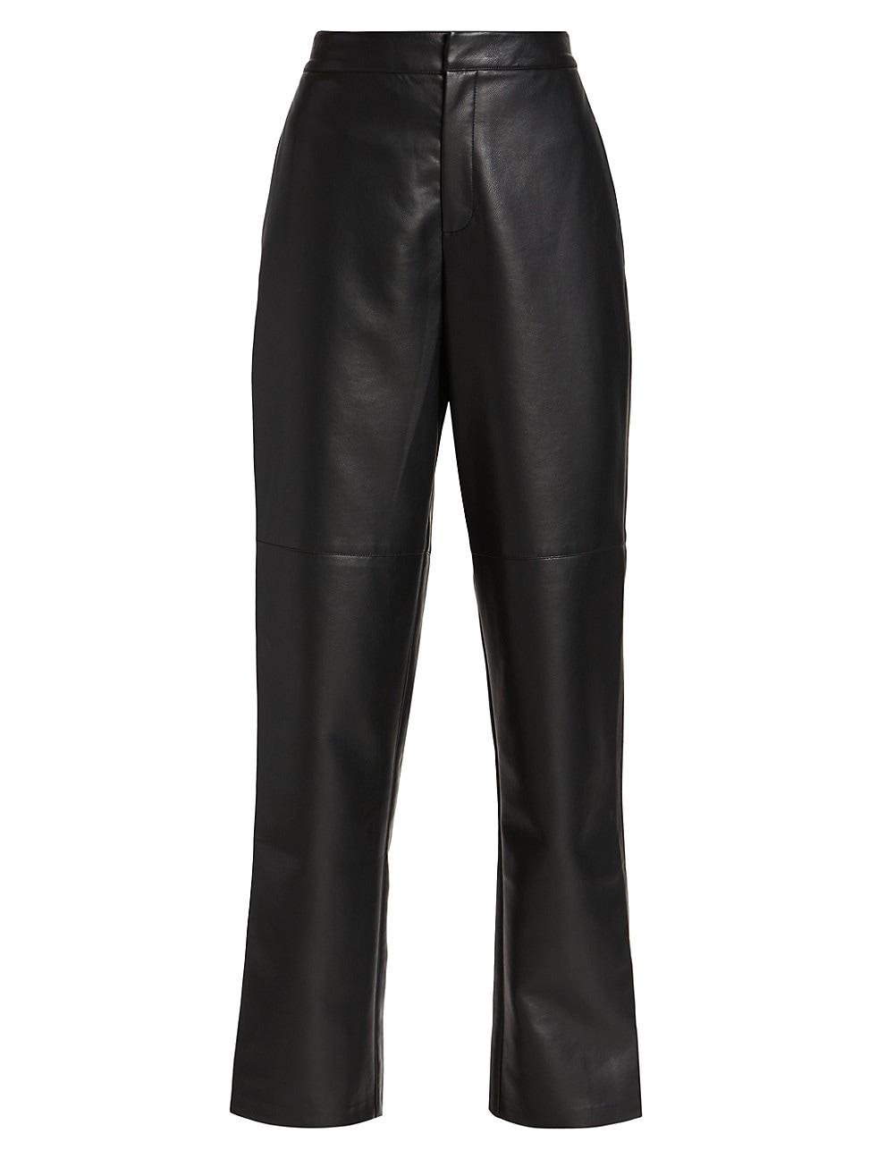 Wayf Robertson Faux Leather Pants in Black | Lyst