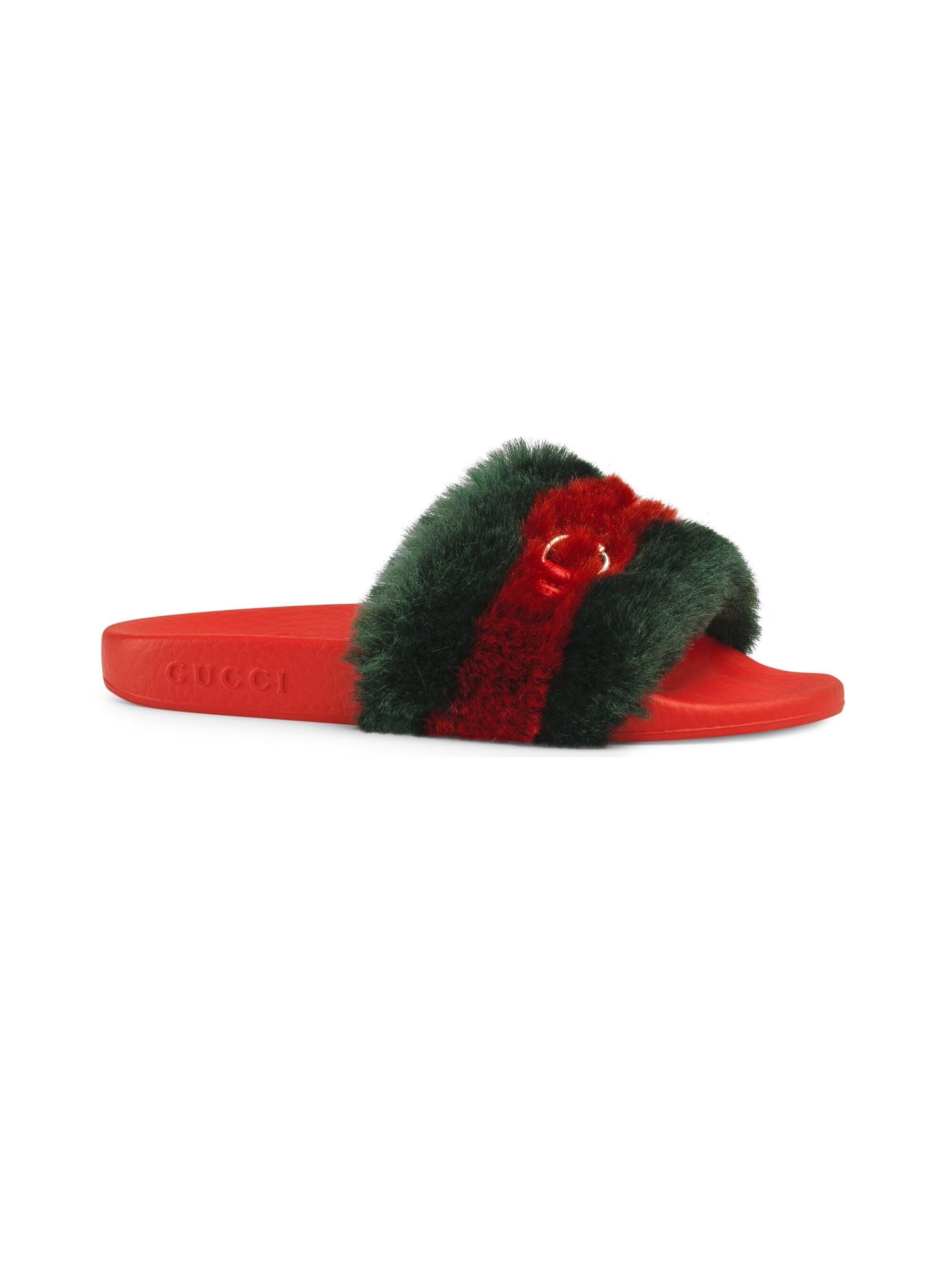 fur slides gucci