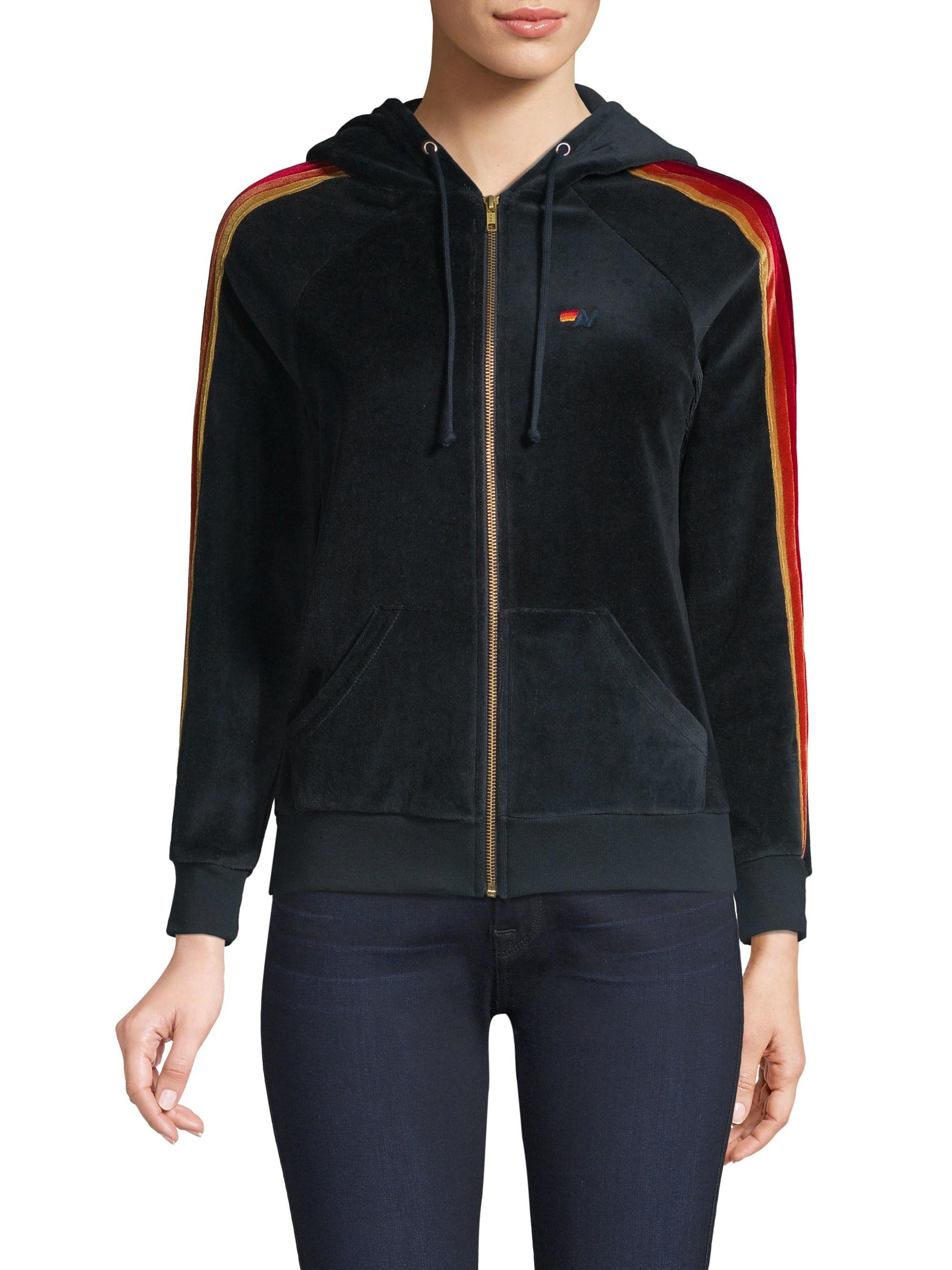 blue velour hoodie