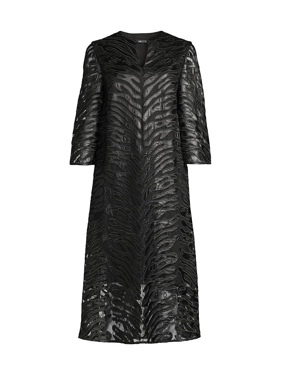 Misook Zebra Stripe Faux Leather Midi-dress in Black | Lyst