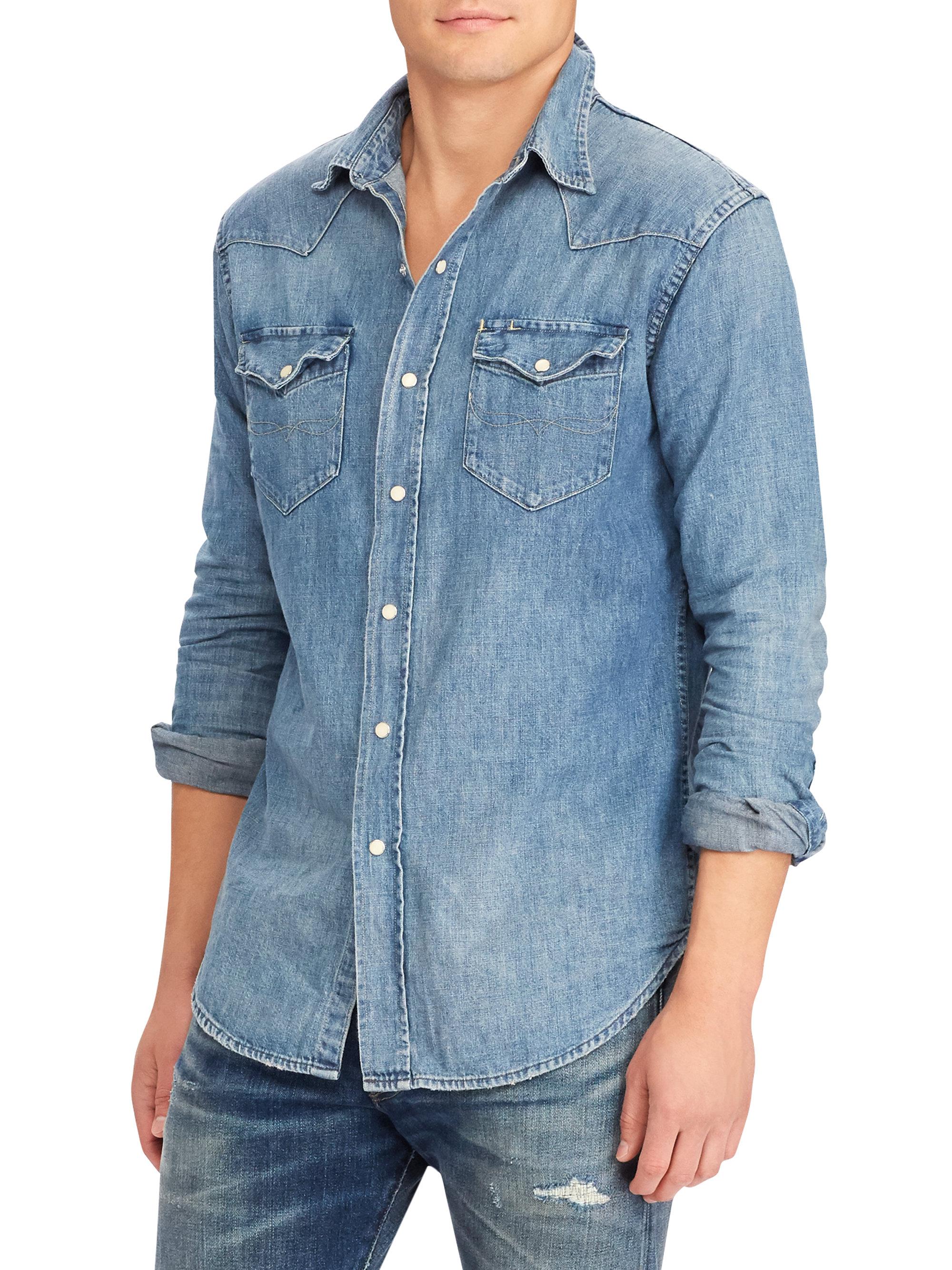 Polo Ralph Lauren Denim Western Classic-fit Cotton Shirt in Blue for Men |  Lyst