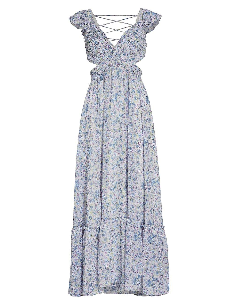Astr Primrose Floral Maxi Dress in Blue Lyst