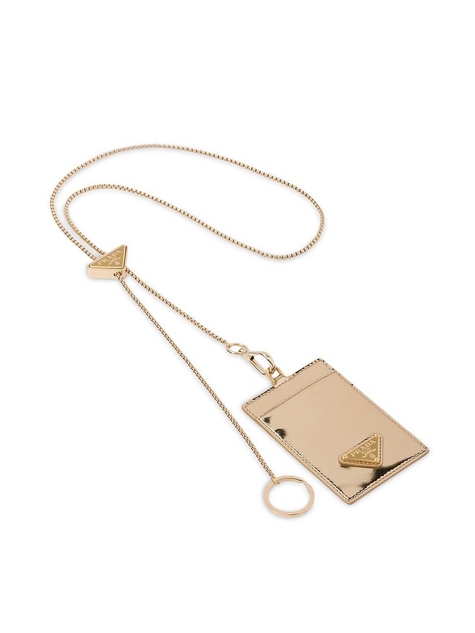 Prada Brushed Leather Badge Holder in Platinum (White) Lyst