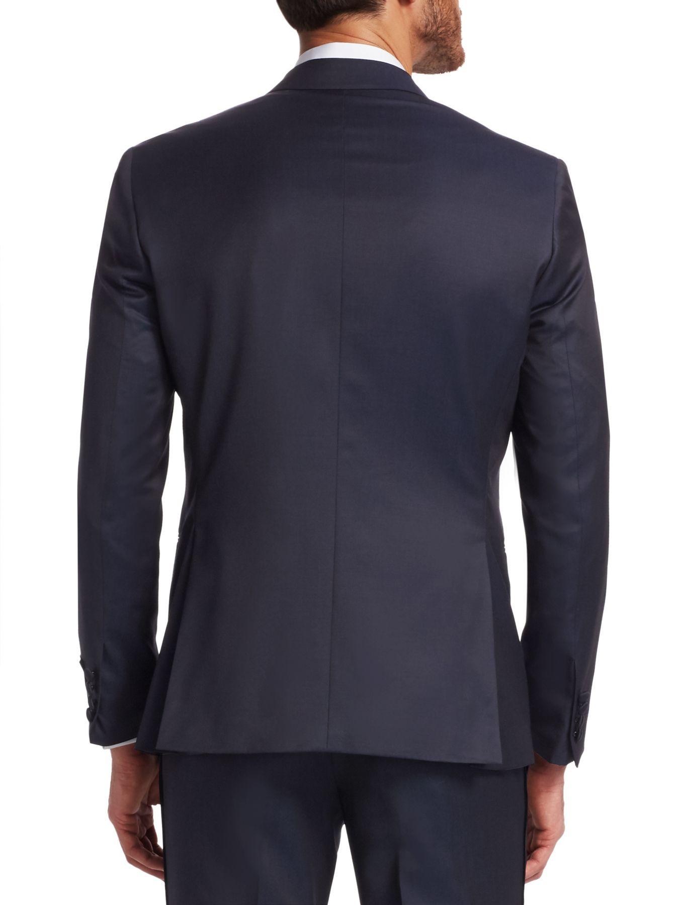 Saks Fifth Avenue Modern Wool Tuxedo Jacket in Navy (Blue) for Men - Lyst