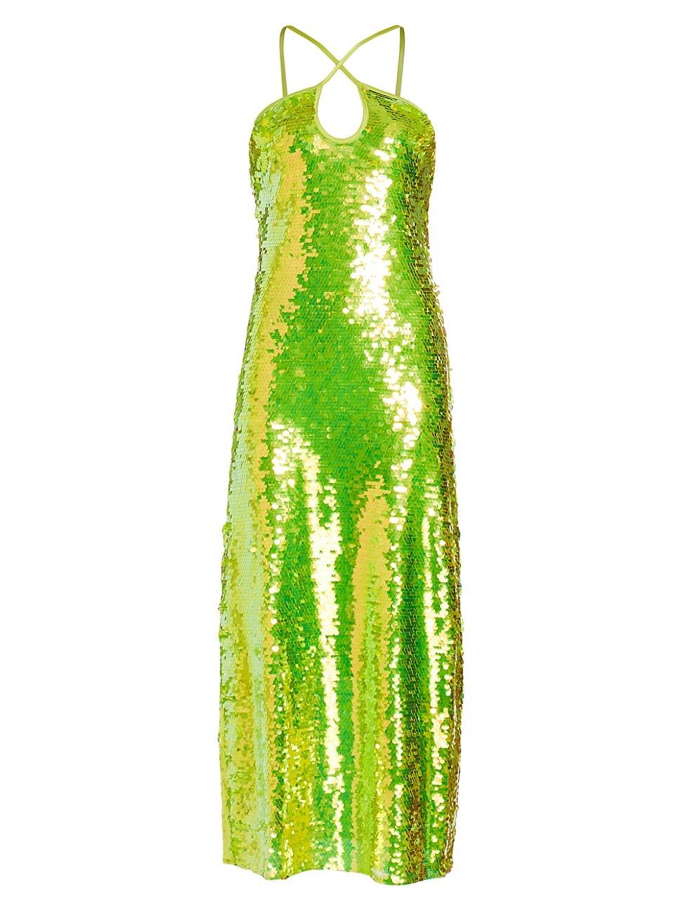 Cult Gaia Lily Sequin-embroidered Maxi Dress in Green | Lyst