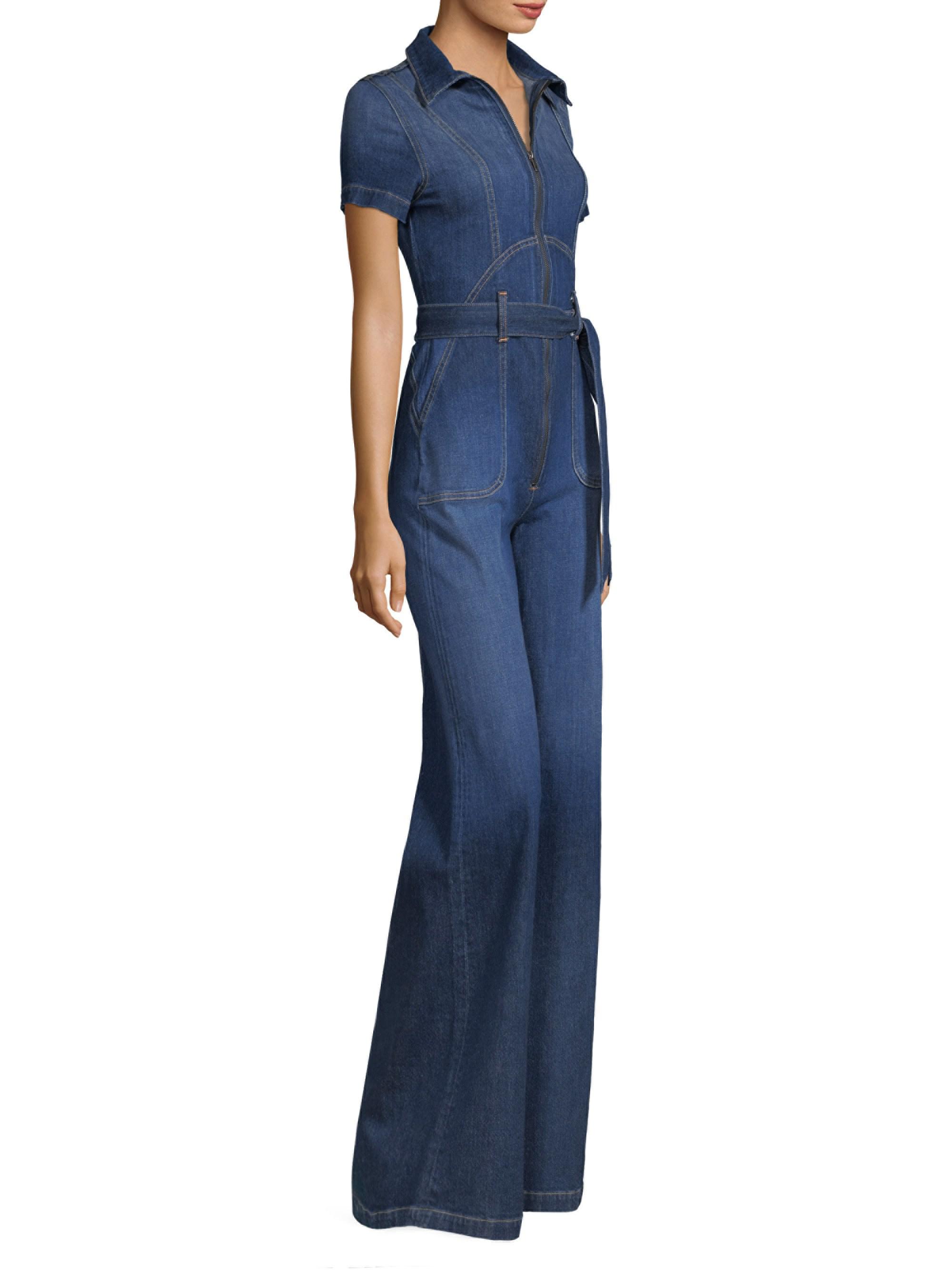 AO.LA by alice + olivia Gorgeous Collar Wide-leg Jumpsuit in Blue | Lyst