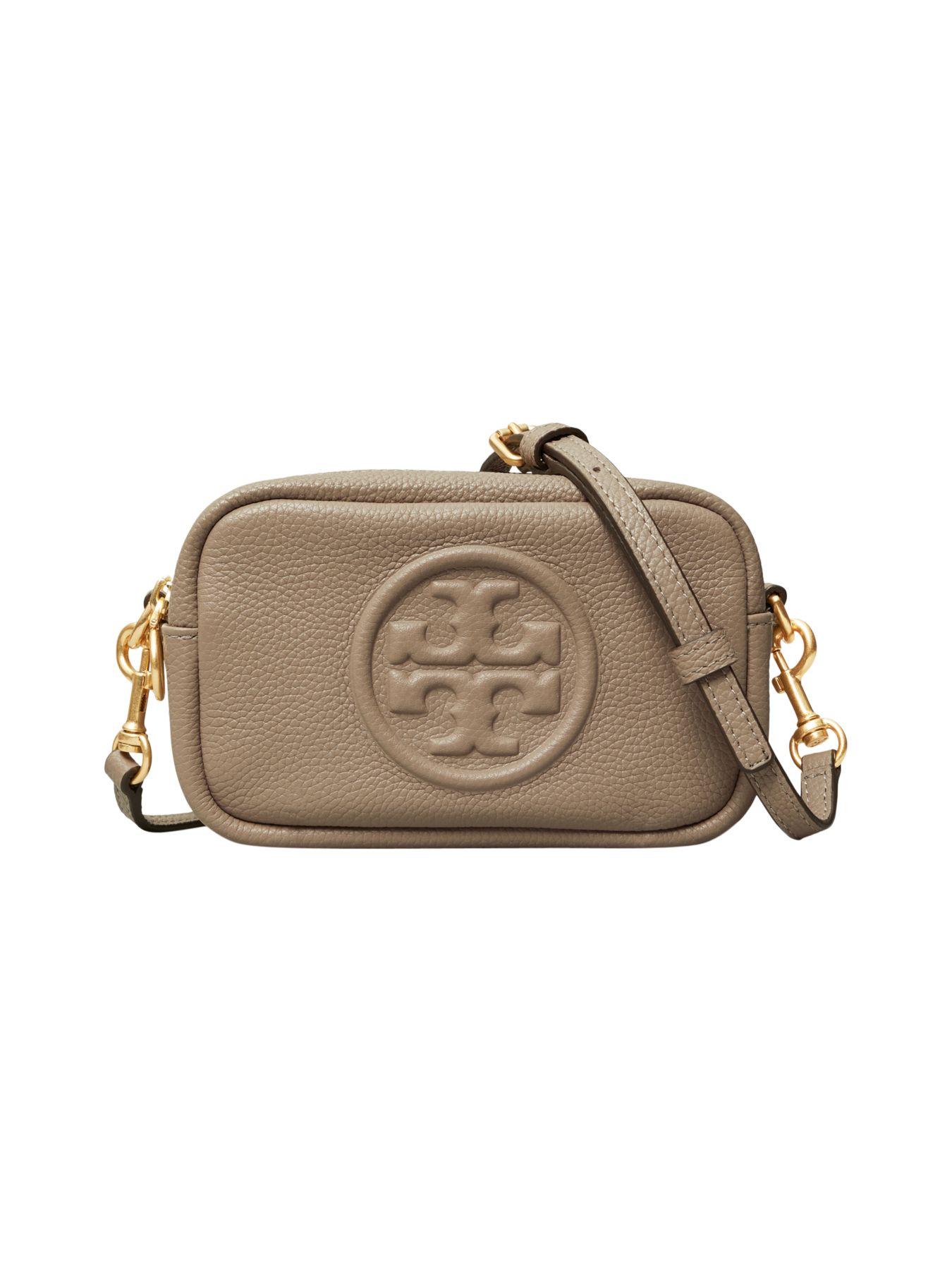 Tory Burch Mini Perry Bombé Leather Camera Bag in Gray - Lyst