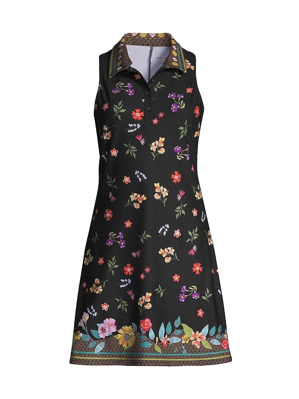 Johnny Was Nani Floral Polo Tennis Dress in Black Lyst