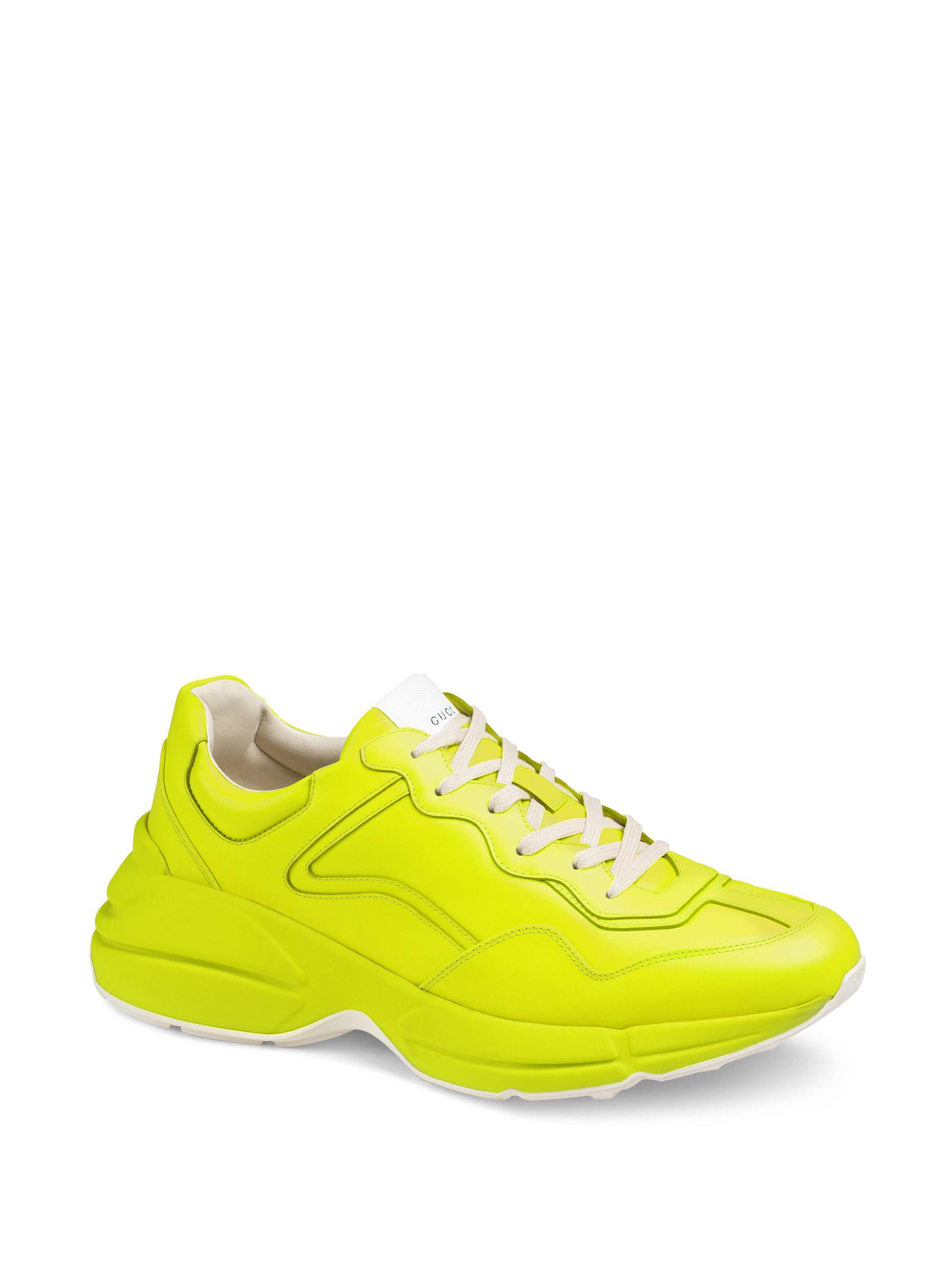 Gucci Rhyton Fluorescent Leather Sneaker in Yellow for Men - Lyst