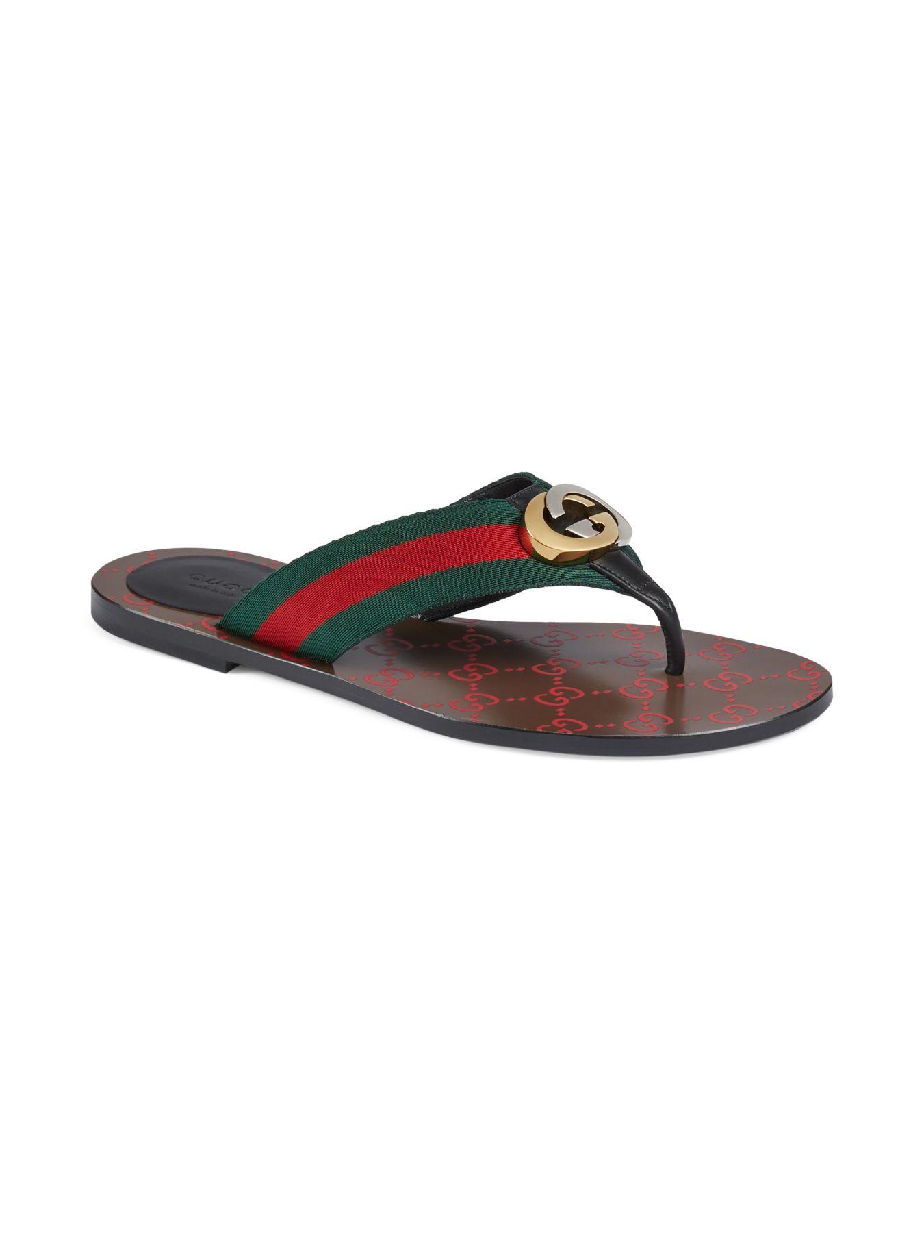 gucci kika canvas thong sandals