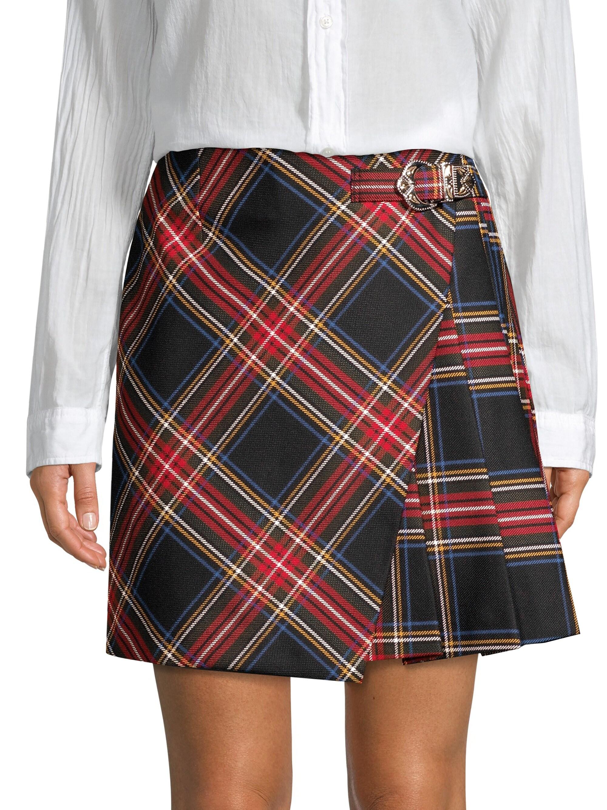 Maje Wrapped Tartan Mini Skirt | Lyst