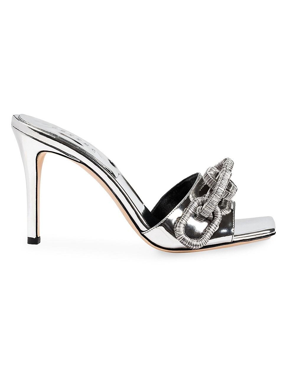 Serena Uziyel Catena Mirrored Leather Sandals in Metallic | Lyst