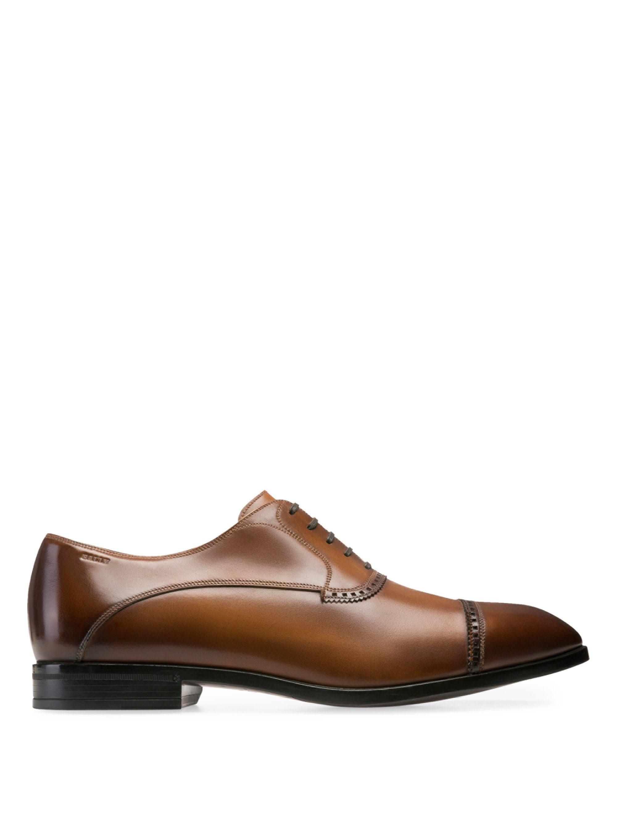 Bally Lamior Cap Toe Leather Dress Shoes in Caramel (Brown Bally Lamior Cap Toe Leather Dress Shoes in Caramel (Brown