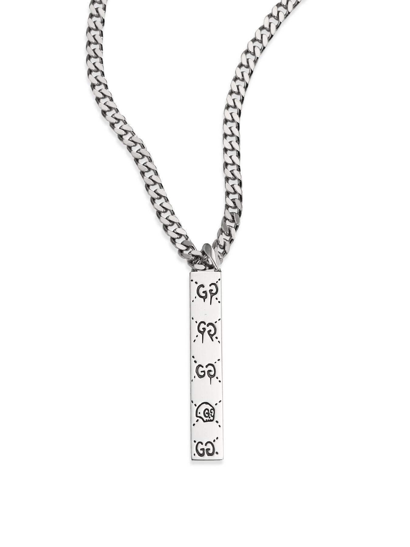 gucci ghost silver long drop pendant necklace