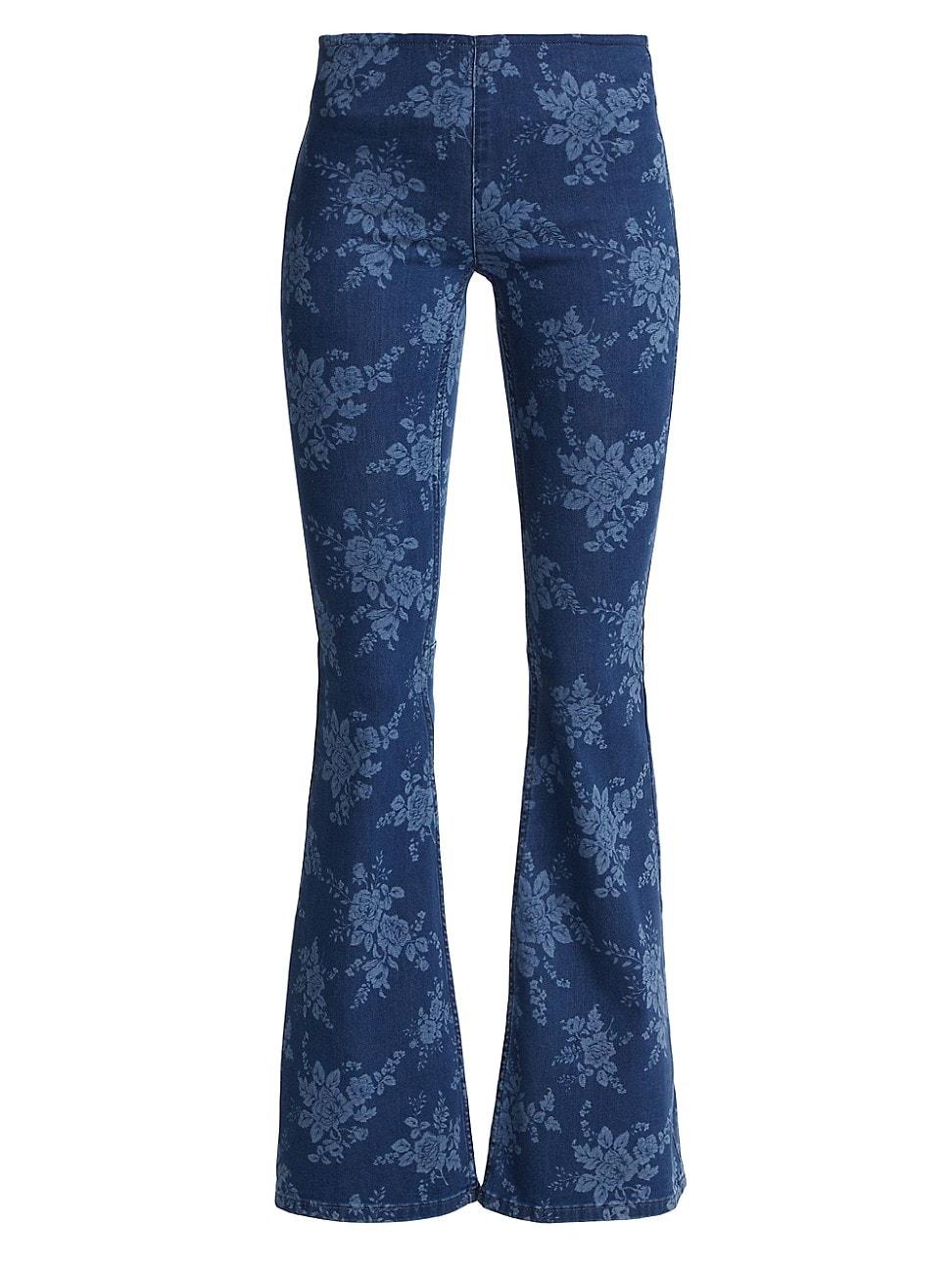 Free People Penny Floral Pull-on Flared Pants in Blue | Lyst