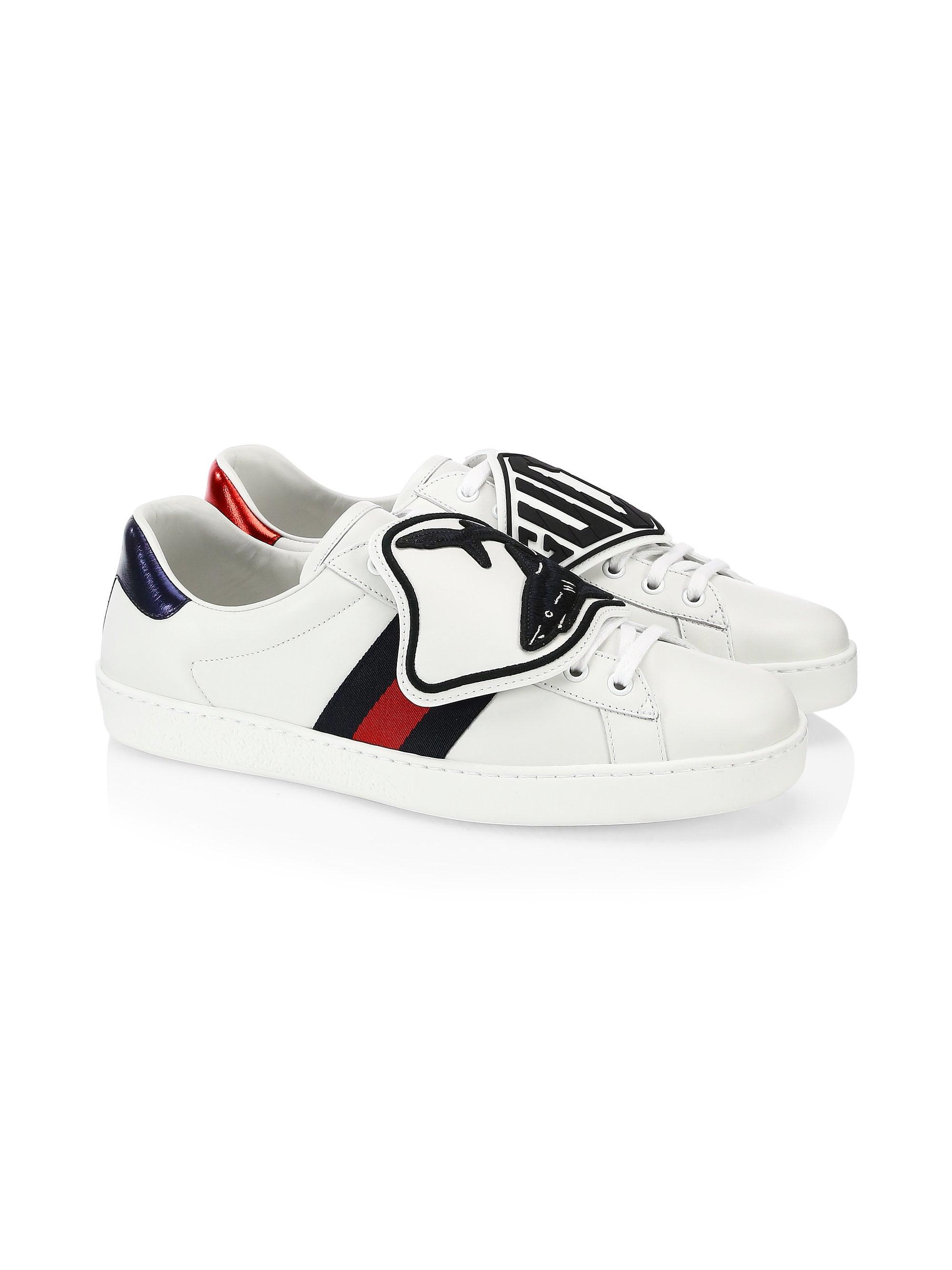 Gucci White Leather Ace Web Low Top Sneakers With Removable Patch Size 42  Gucci TLC | islamiyyat.com