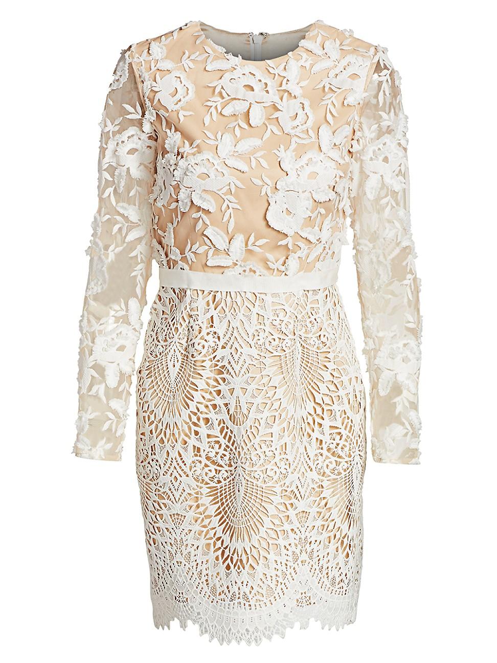 calypso lace sheath dress ml monique lhuillier
