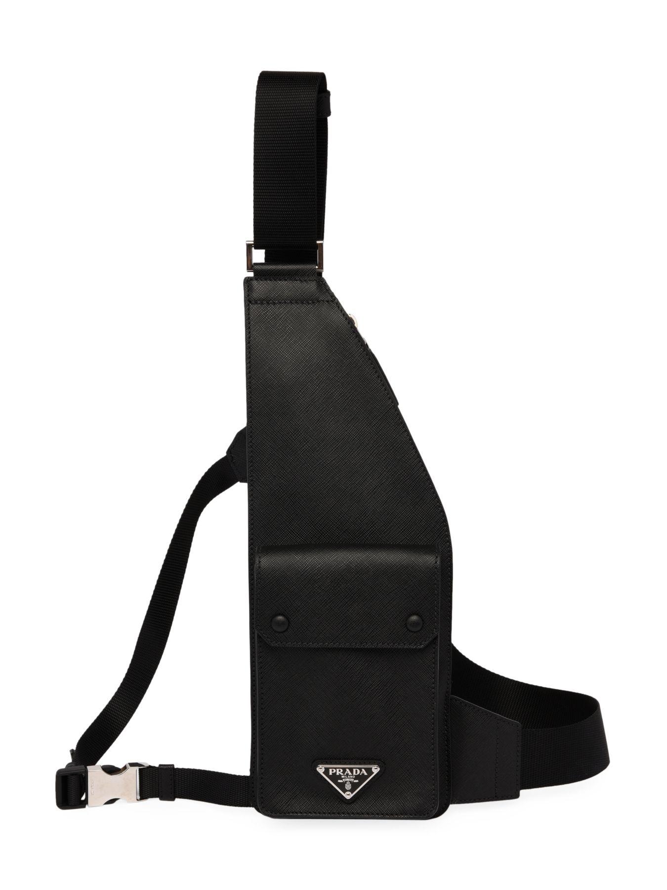 Prada Men's Saffiano Leather Multi-strap Crossbody Bag in Black for Men |  Lyst