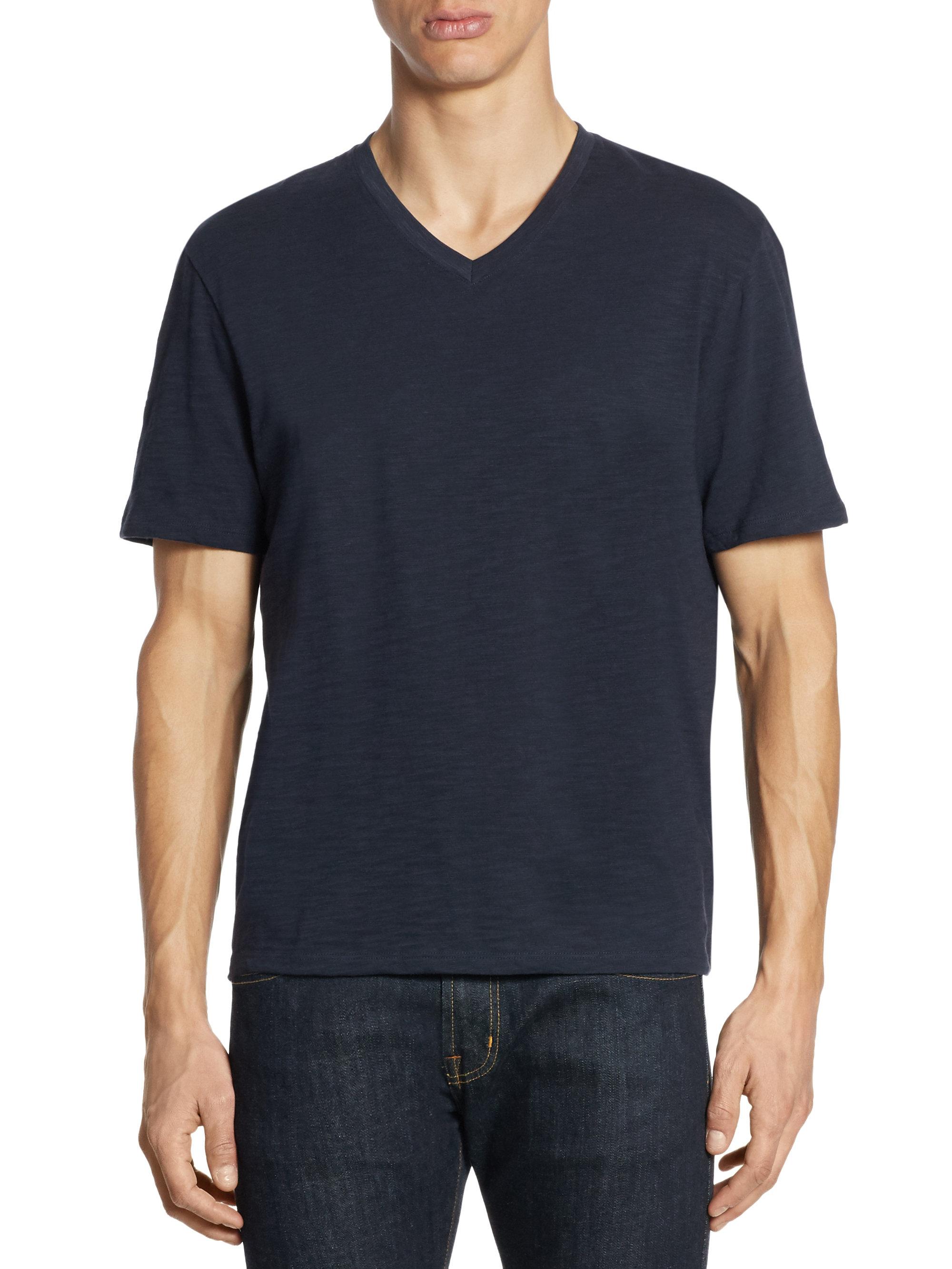 Vince Cotton Slim-fit Short Sleeve Tee in Blue for Men - Lyst