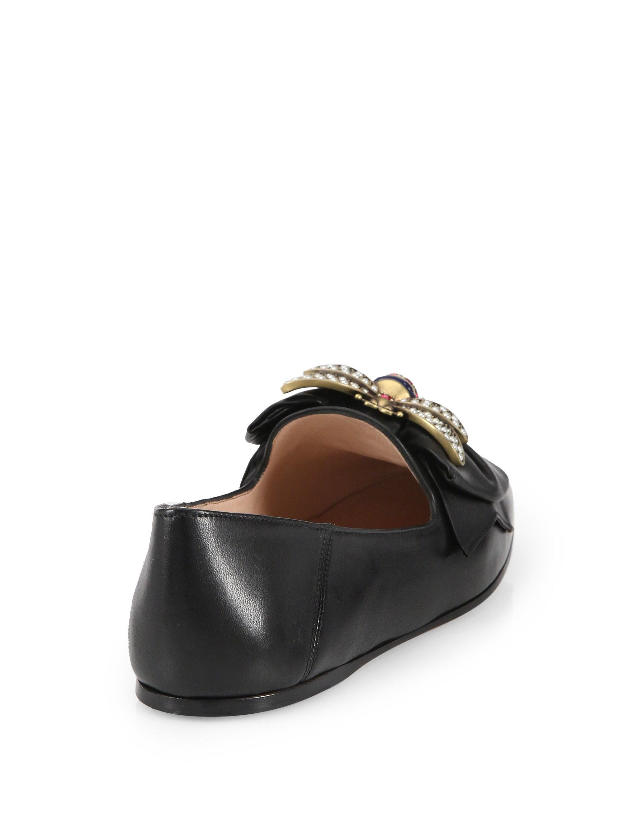 gucci leather ballet flat with bow