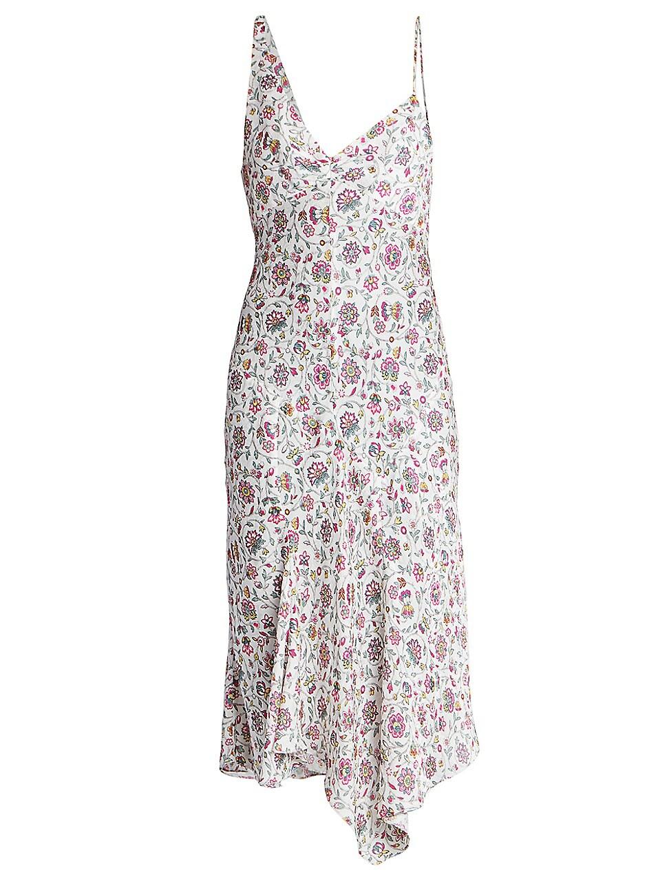 Isabel Marant Lucia Floral Silk Midi Dress in White | Lyst