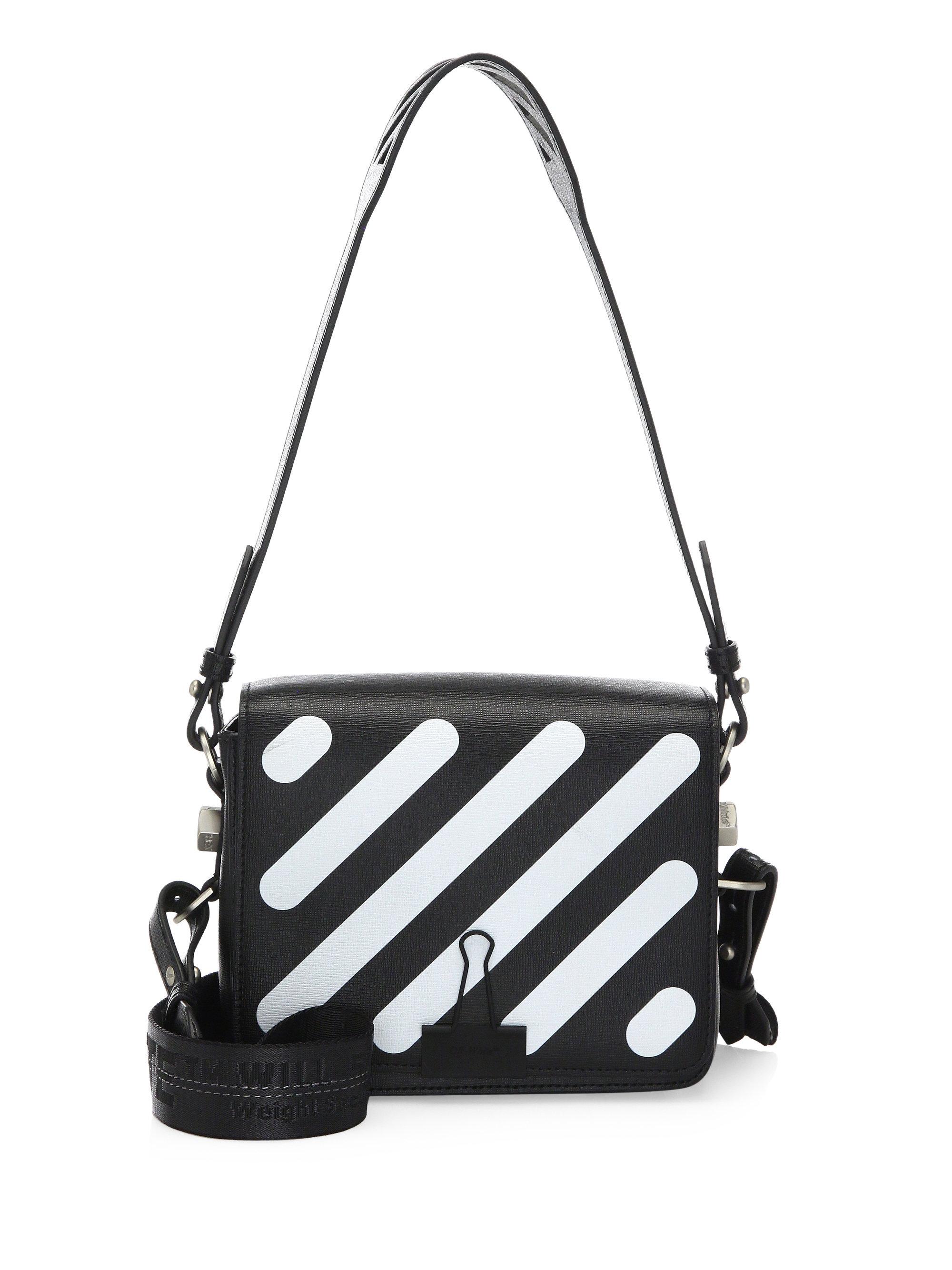 Off-White c/o Virgil Abloh Diagonal Stripe Leather Flap Bag in Black ...