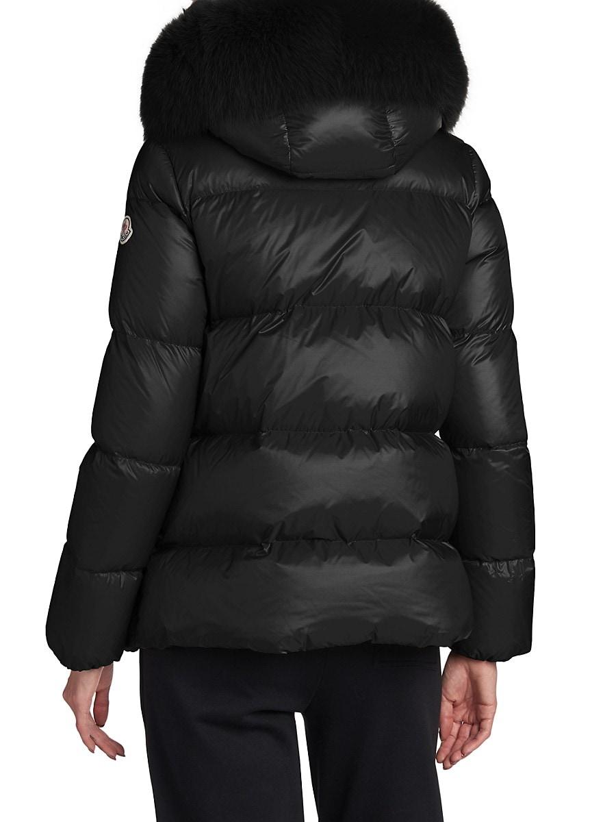 Moncler Serifur Fox Fur-trim Hood Quilted Down Jacket in Nero (Black) | Lyst