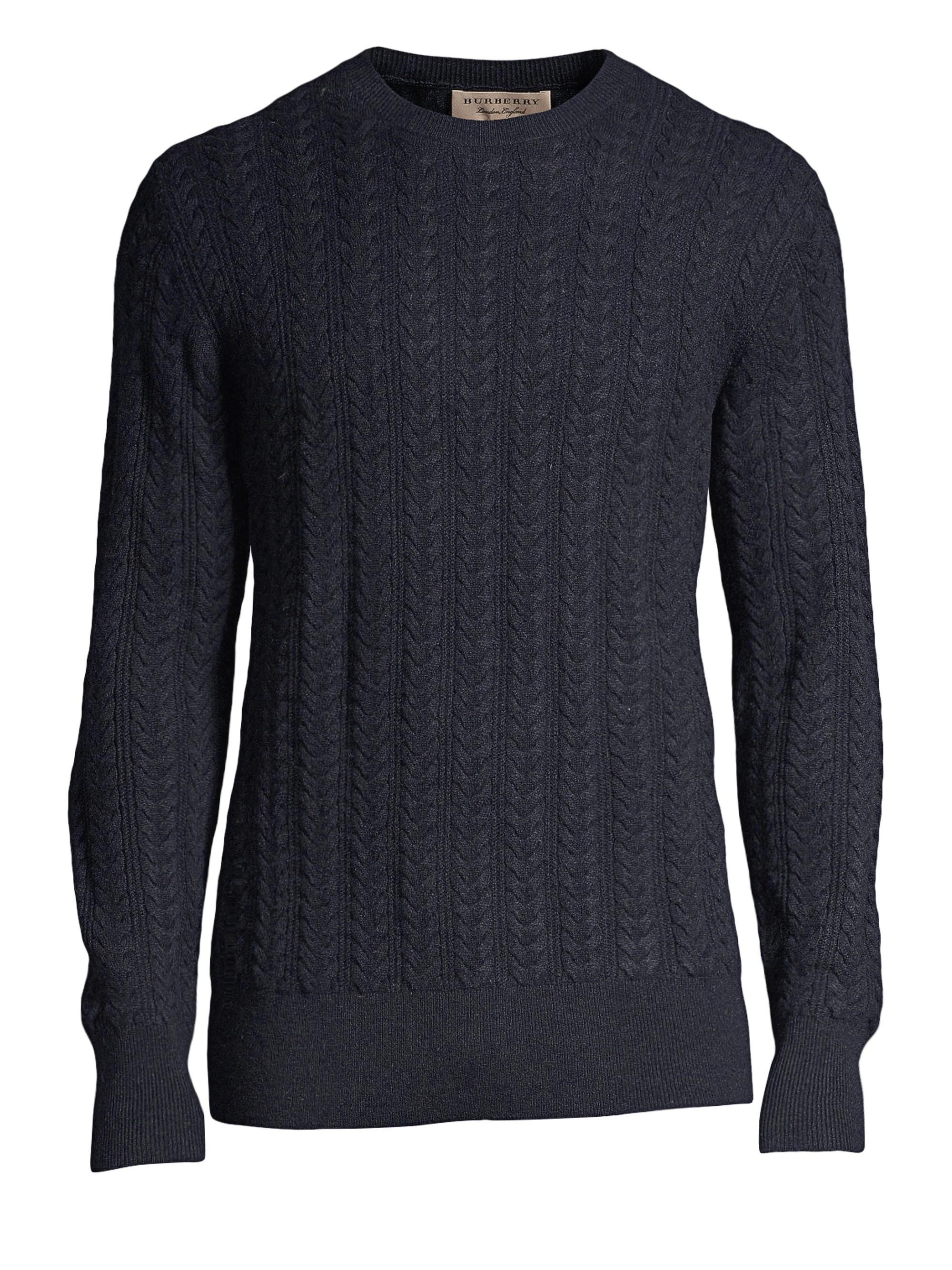 Burberry Core Cashmere Cable Knit Sweater in Blue for Men Lyst