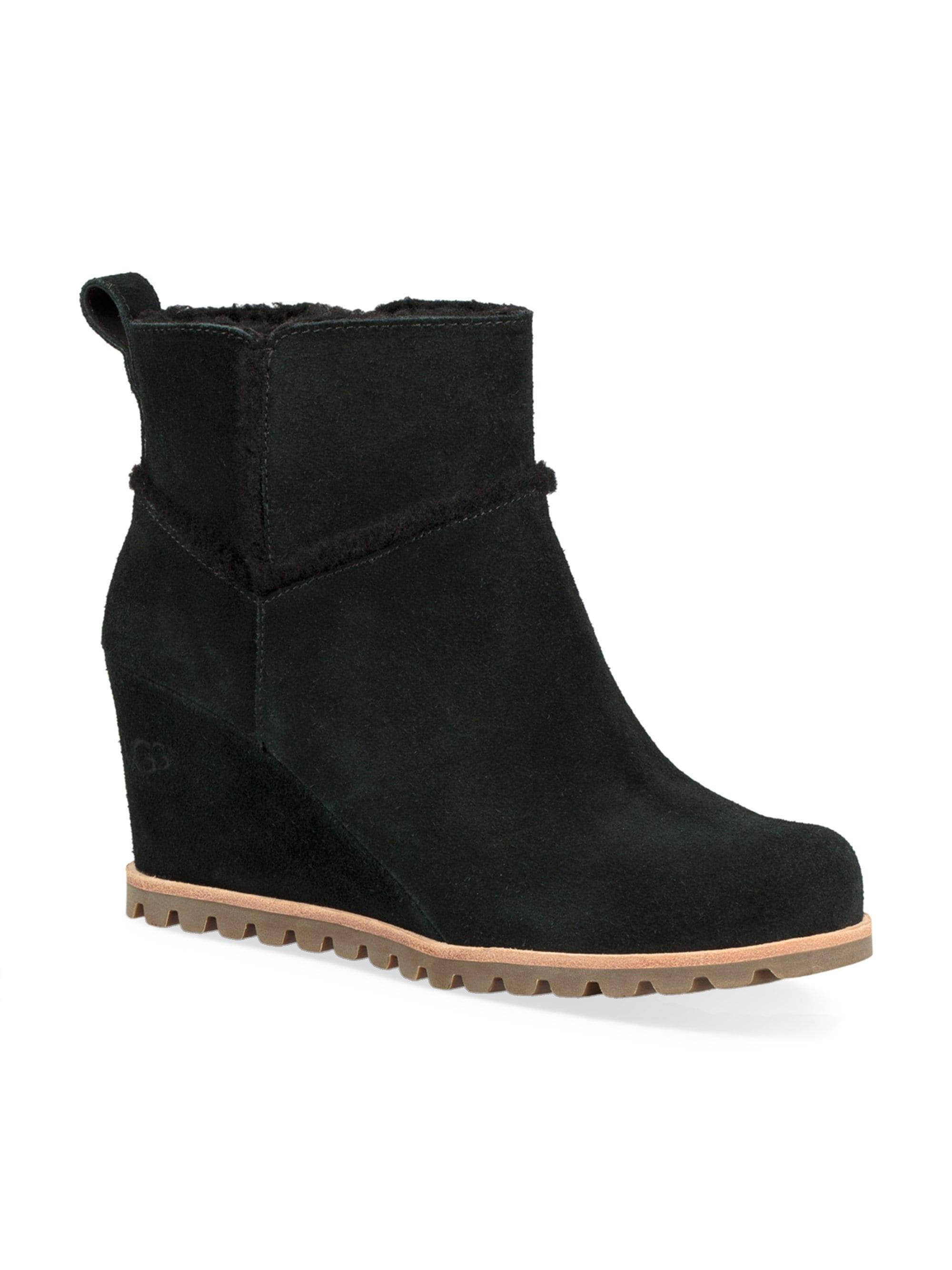 UGG Marte Suede Wedge Boots in Black - Lyst