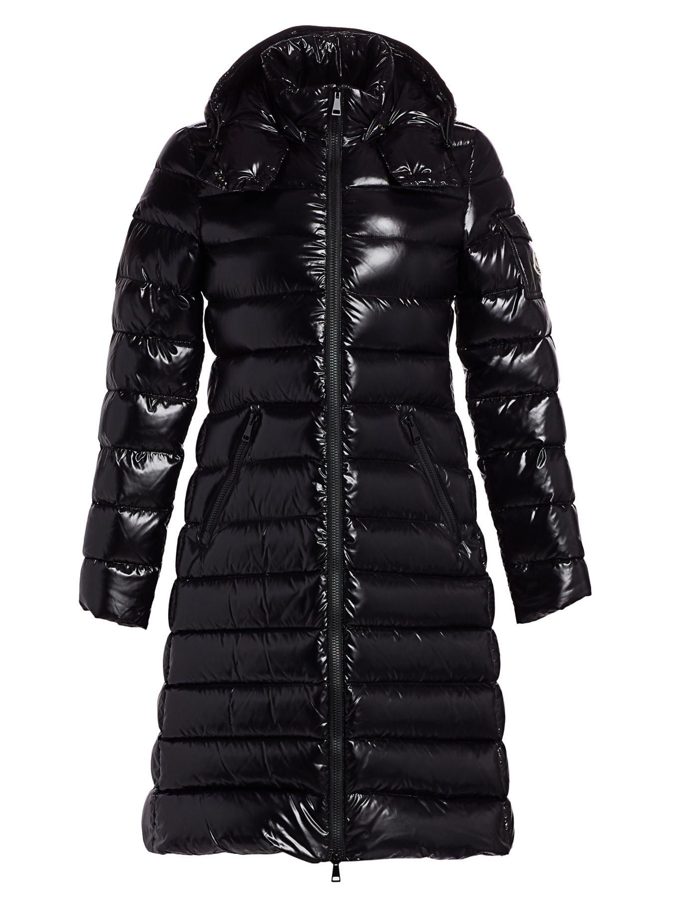 Moncler Synthetic Moka Lacquer Long Puffer Coat in Black - Lyst