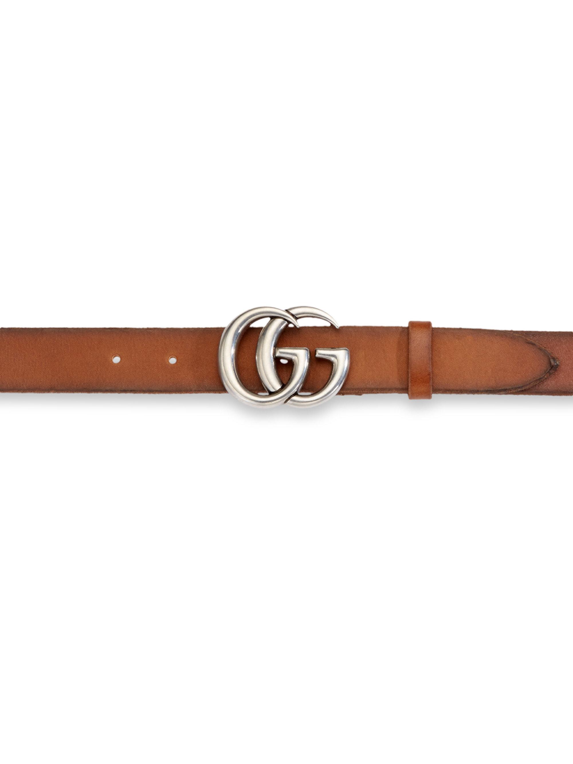 Gucci Gg Marmont Leather Belt in Brown for Men - Lyst