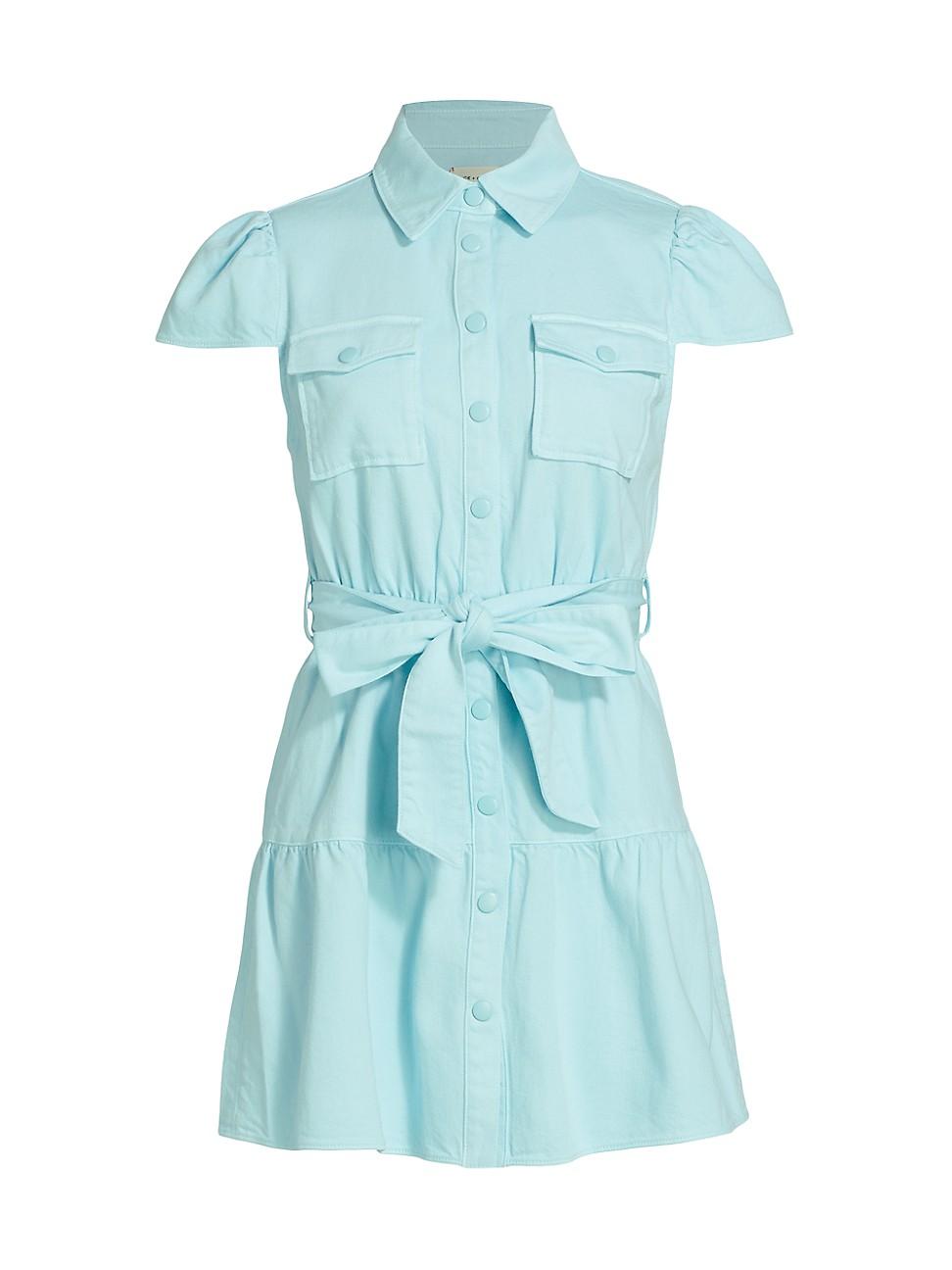 Alice + Olivia Miranda Denim Belted Minidress in Blue Lyst