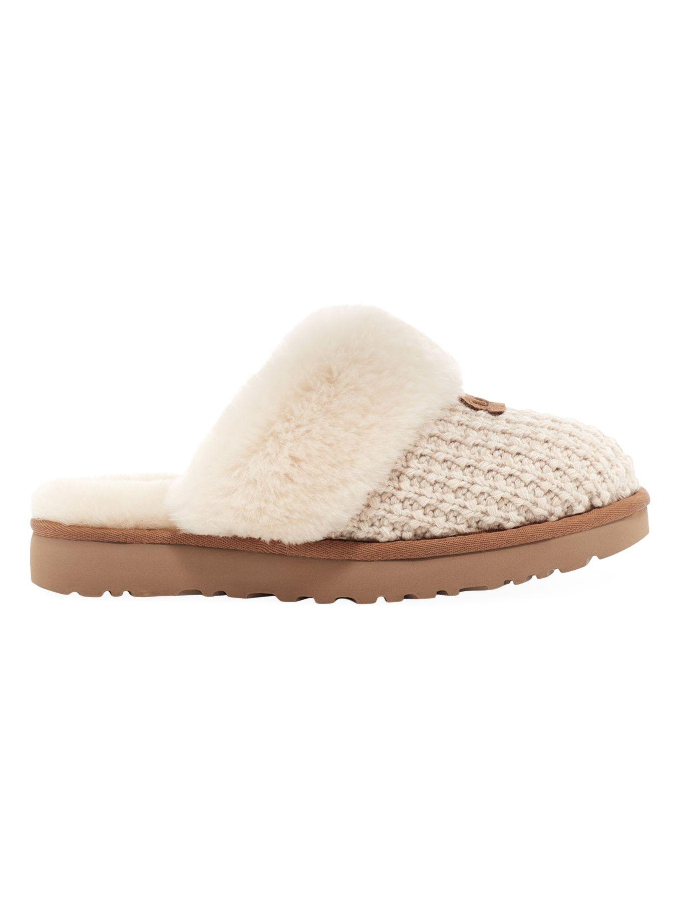 UGG Denim Cozy Sheepskin-lined Knit Slippers in Cream (Natural) - Lyst