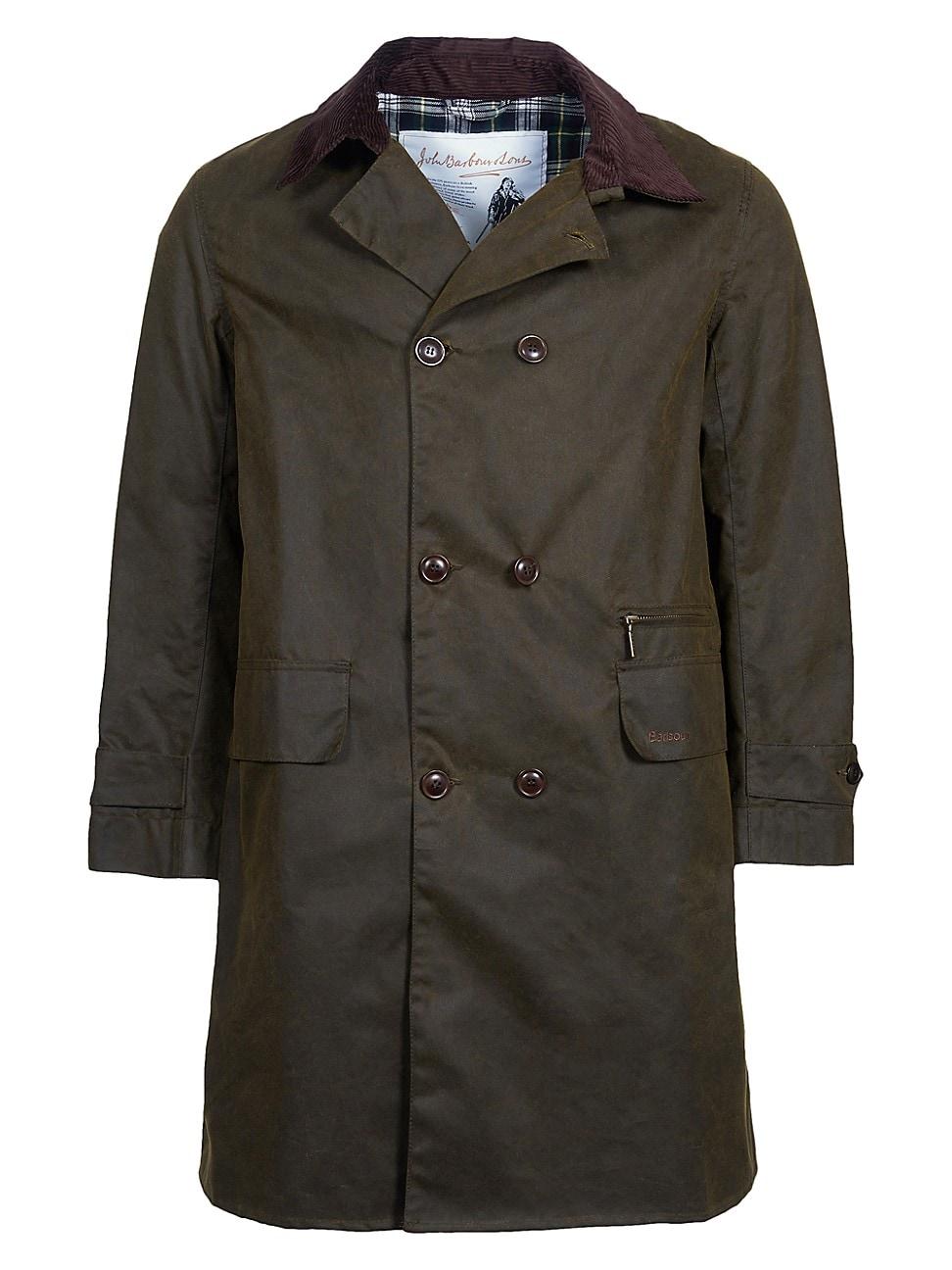 barbour double breasted wax jacket