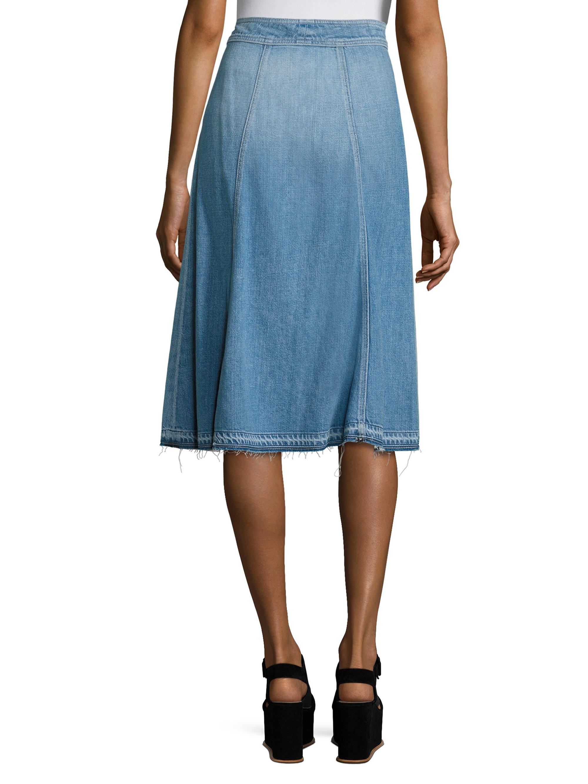 7 For All Mankind Button-front Denim Midi Skirt in Blue - Lyst