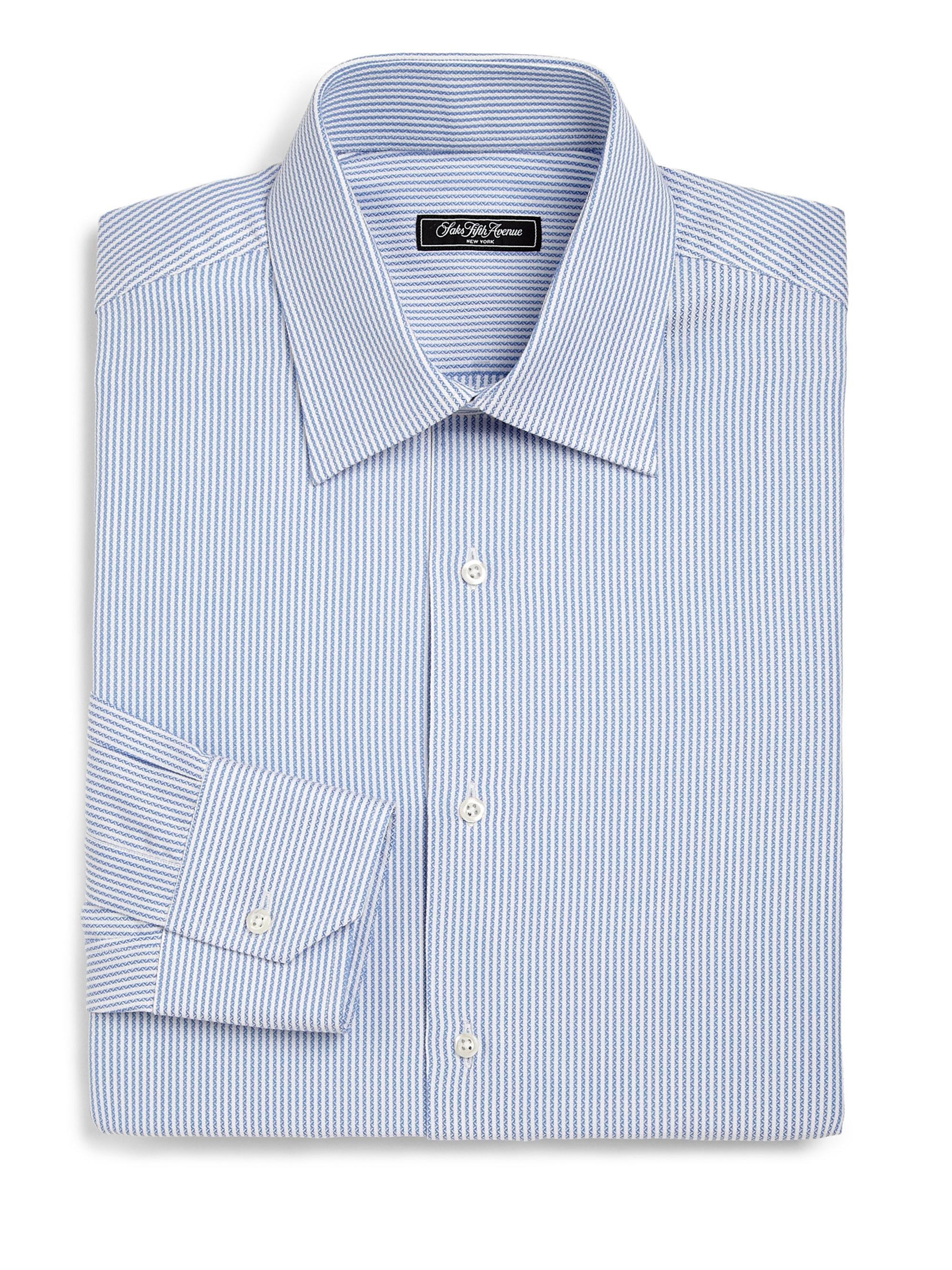 Saks Fifth Avenue Regular-fit Bengal Stripe Dress Shirt in Blue for Men ...
