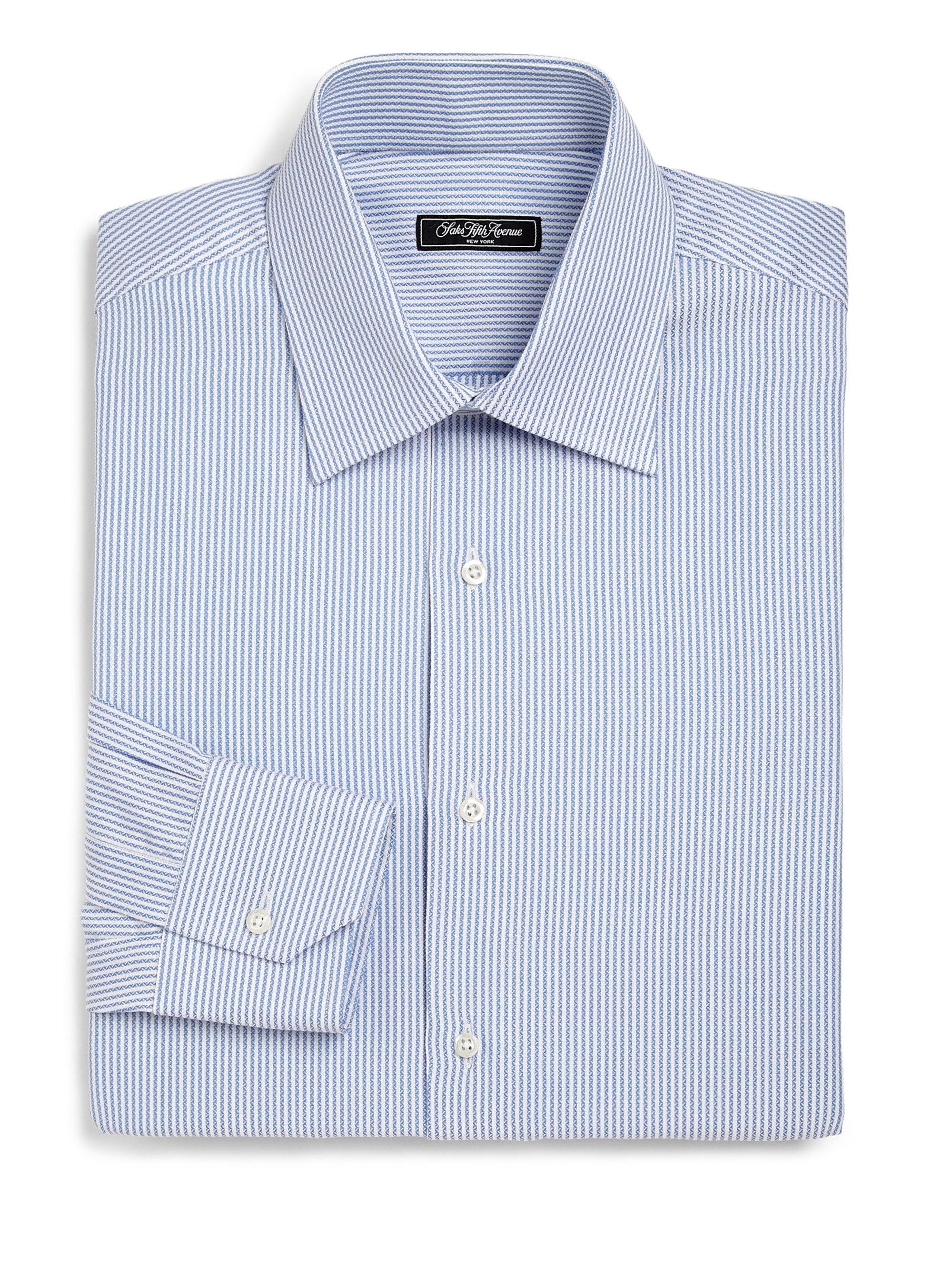 Saks Fifth Avenue Regularfit Bengal Stripe Dress Shirt in Blue for Men Lyst