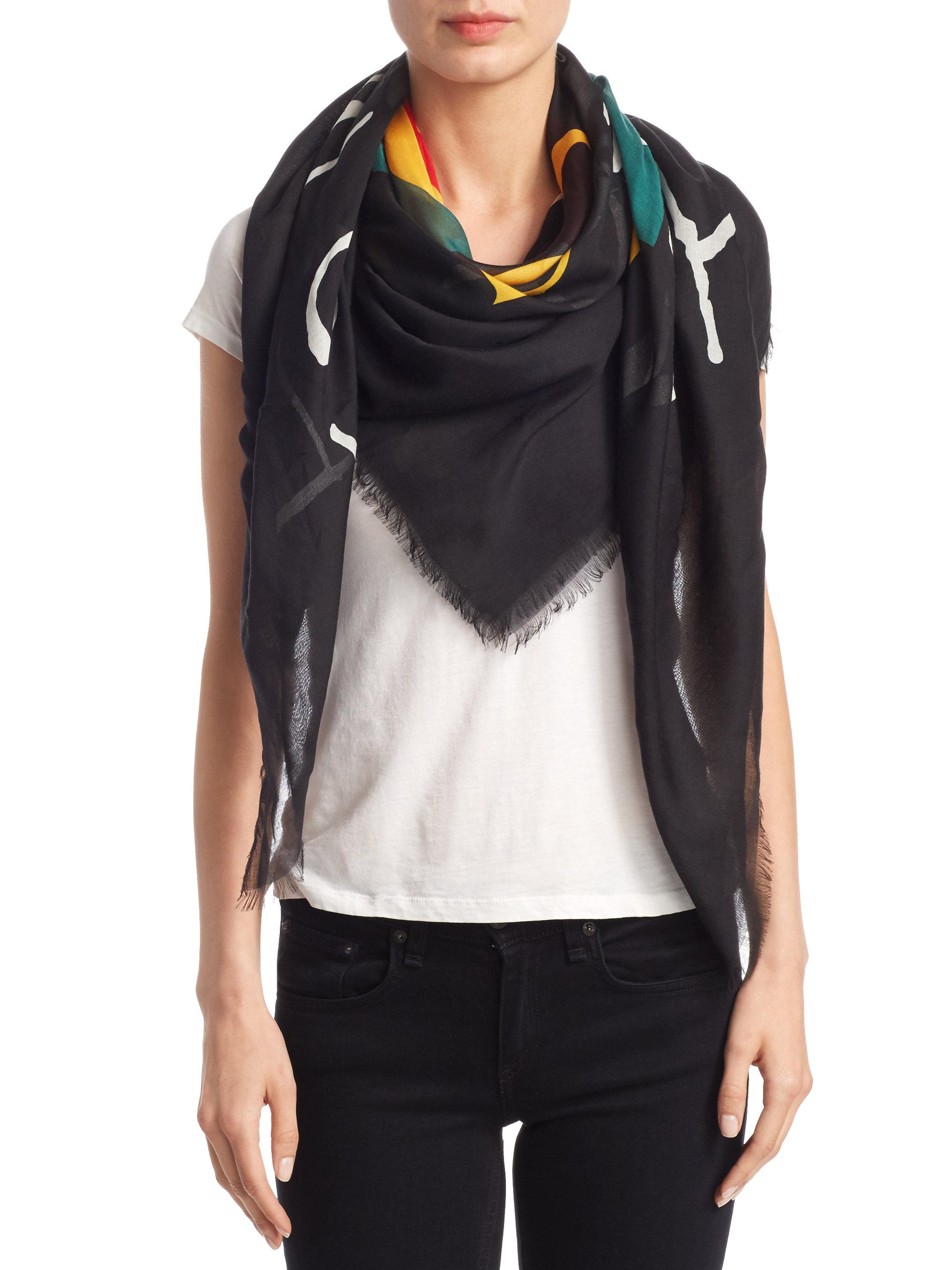  Gucci  Silk Tomorrow  Is Now Yesterday Scarf in Black Lyst