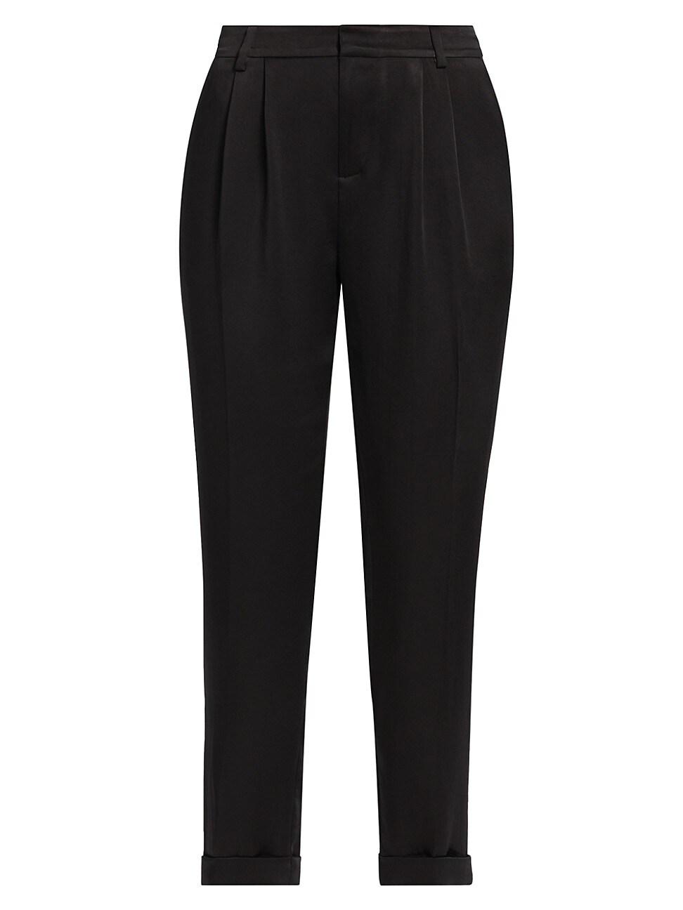 Ramy Brook Madelyn Cropped Satin Pants in Black | Lyst
