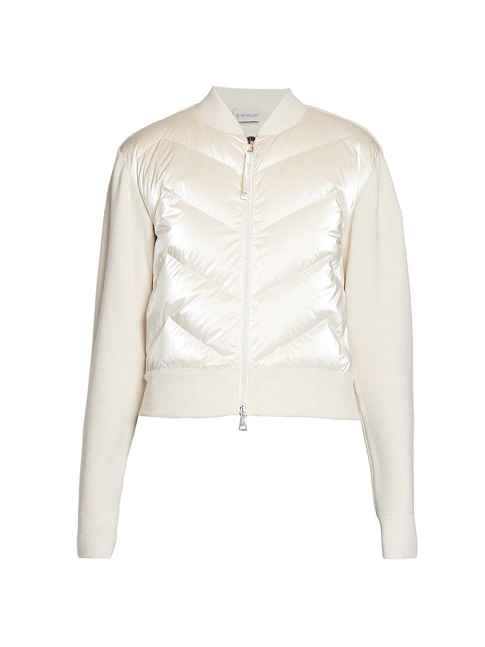 Moncler Mainline Knit & Down Puffer Cardigan in White | Lyst