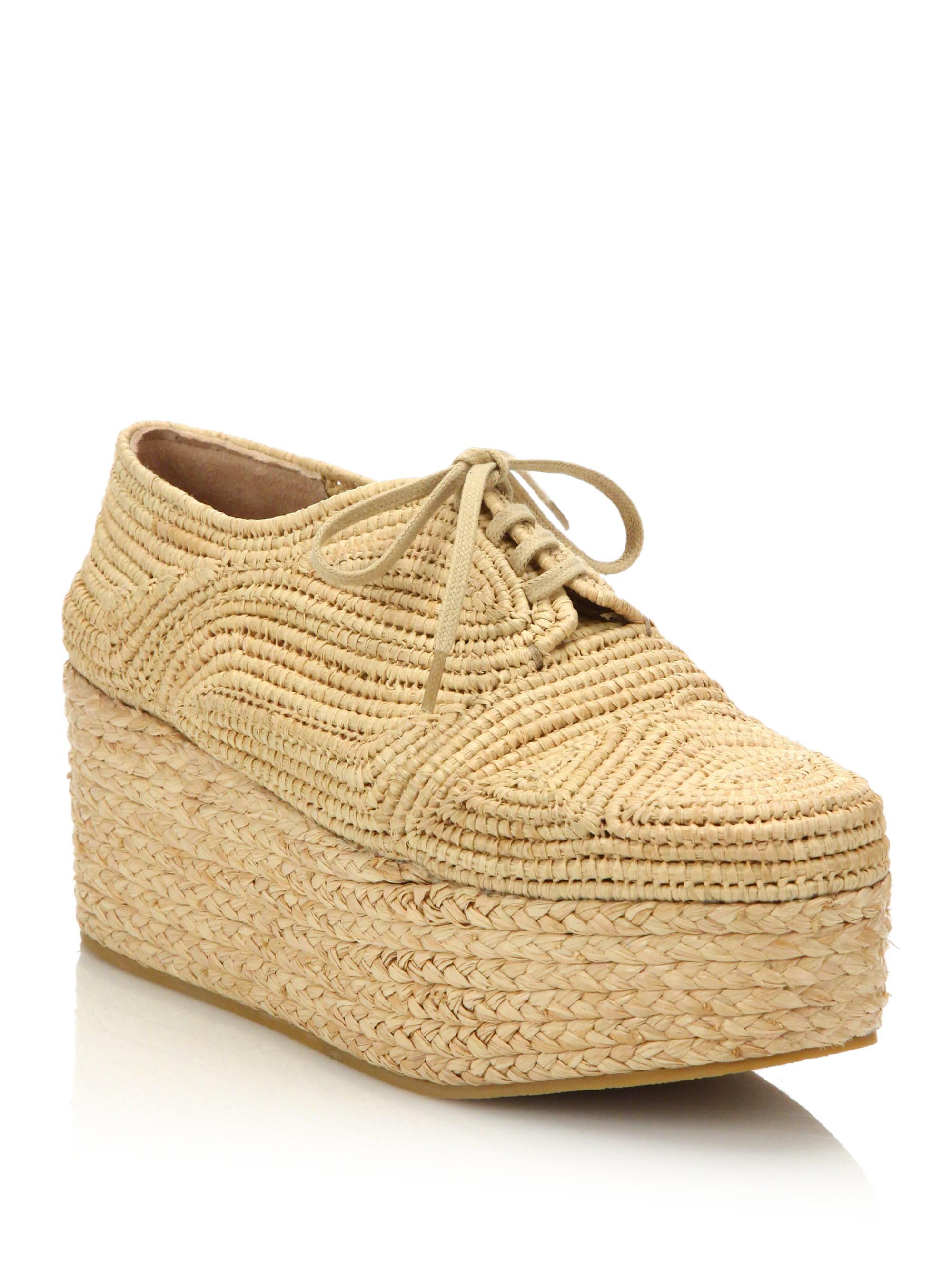 Robert Clergerie Leather Pinto Raffia Espadrille Platform Sneakers in  Natural | Lyst