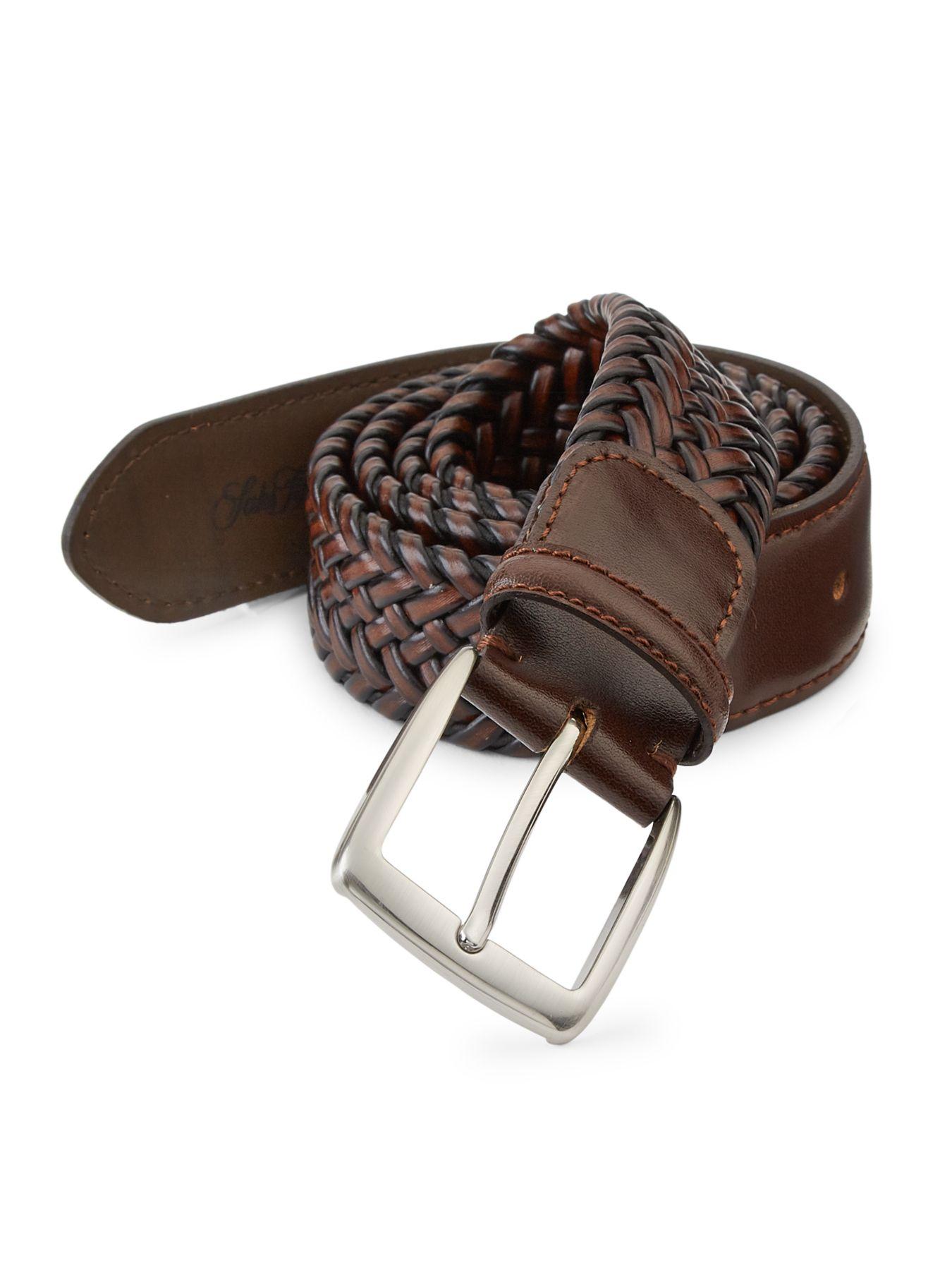 Saks Fifth Avenue Collection Braided Burnished Leather Belt in Brown for Men - Lyst