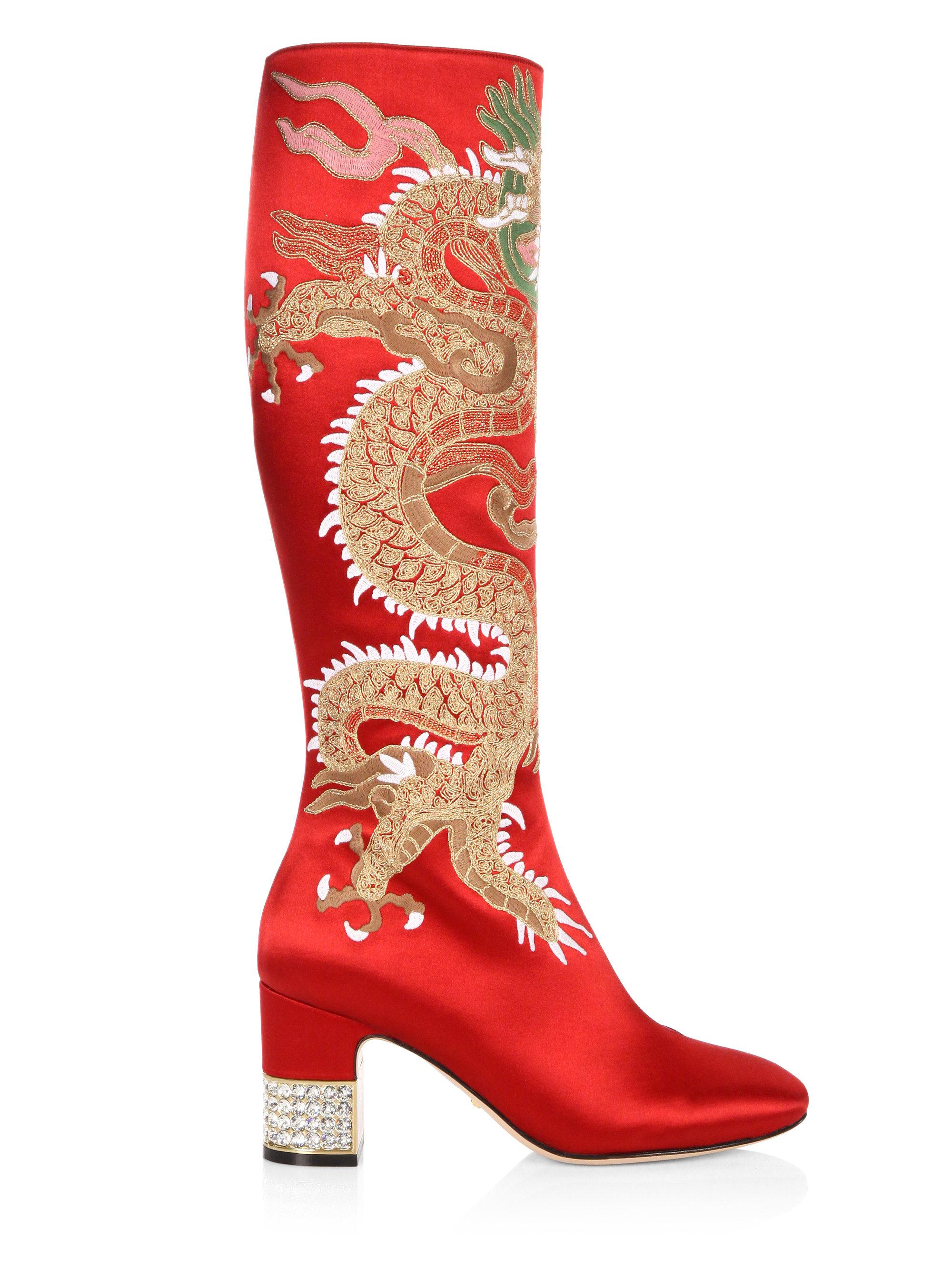 gucci red dragon boots