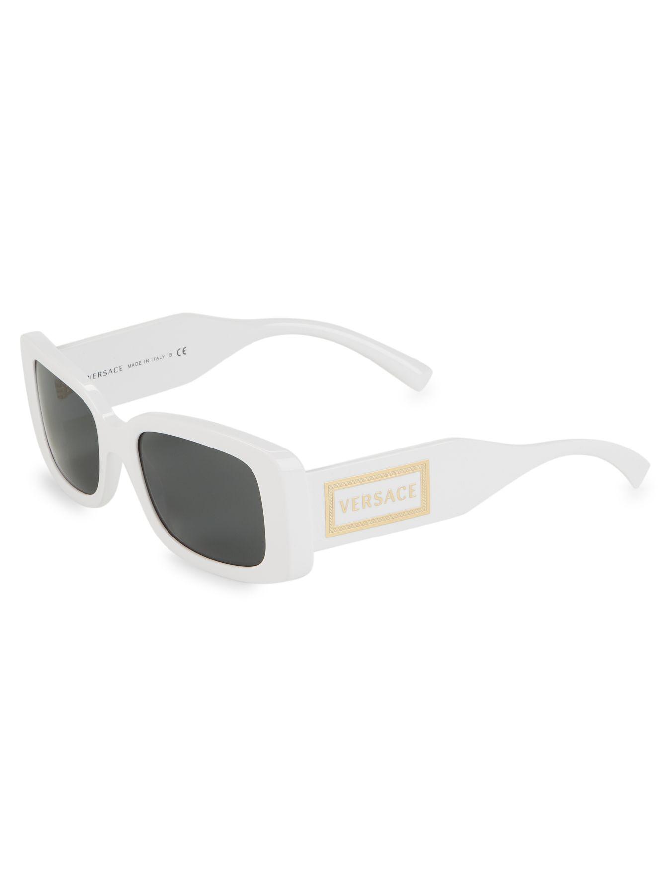 Versace 54mm Rectangular Sunglasses in White Lyst
