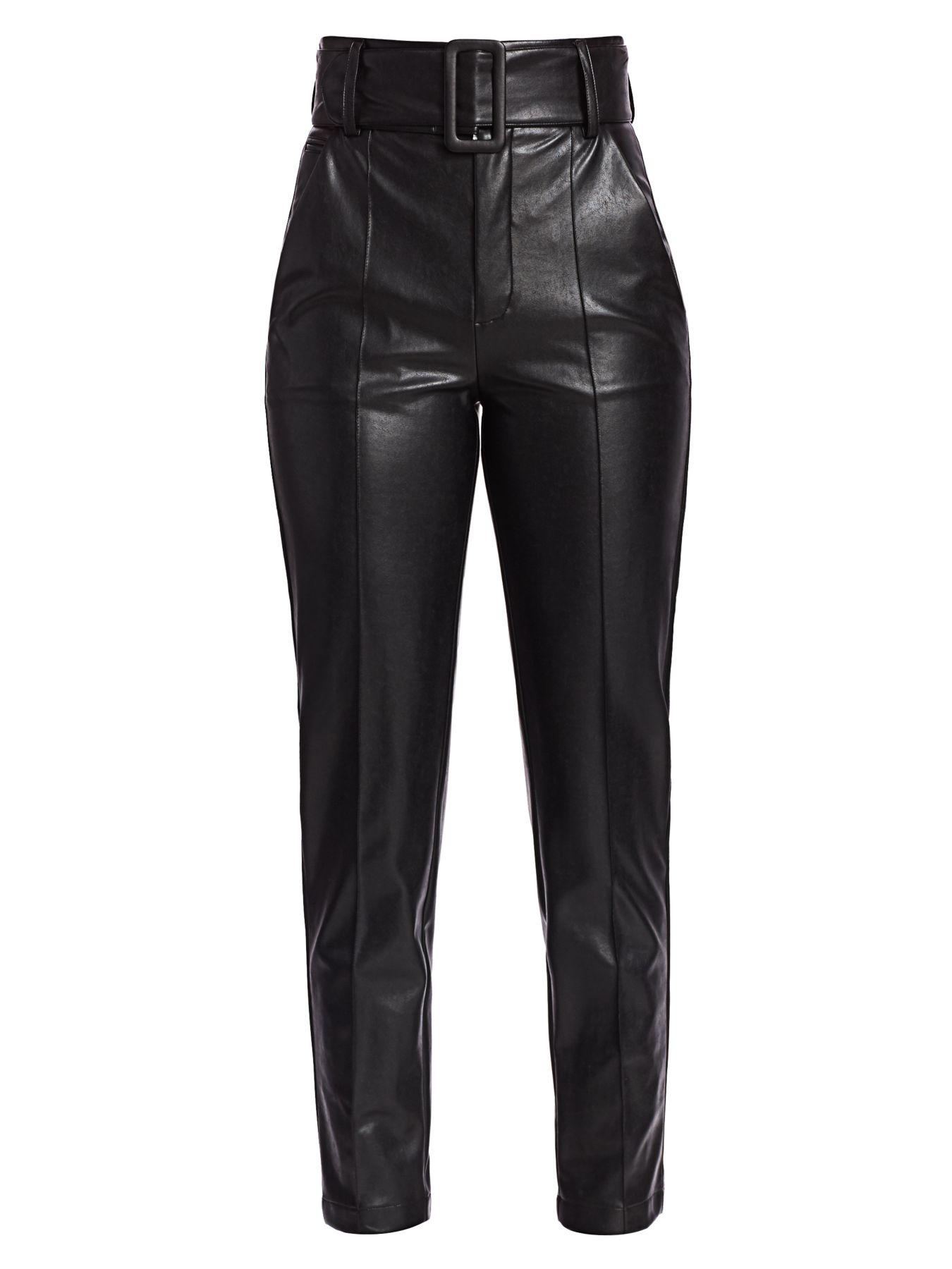 The Kooples Highwaist Belted Fauxleather Pants in Black Lyst