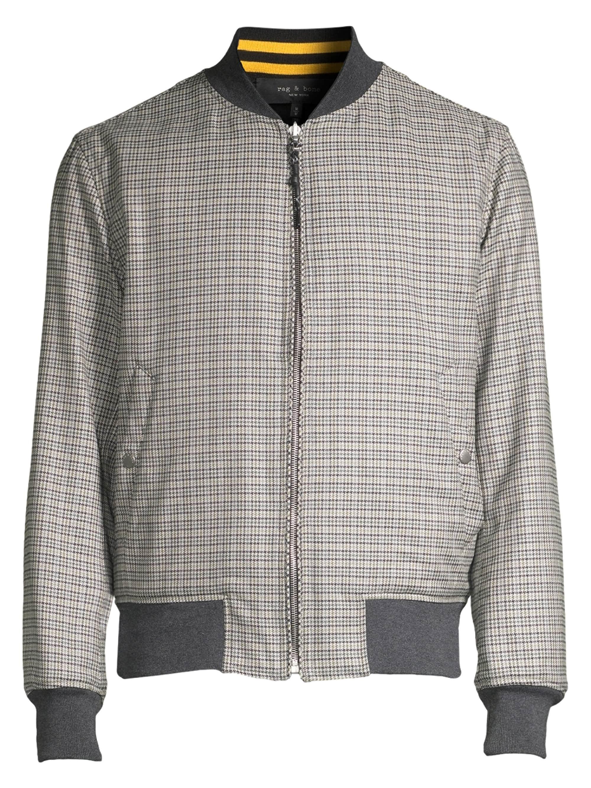 Rag & Bone Manston Reversible Houndstooth Cotton And Woolblend Bomber