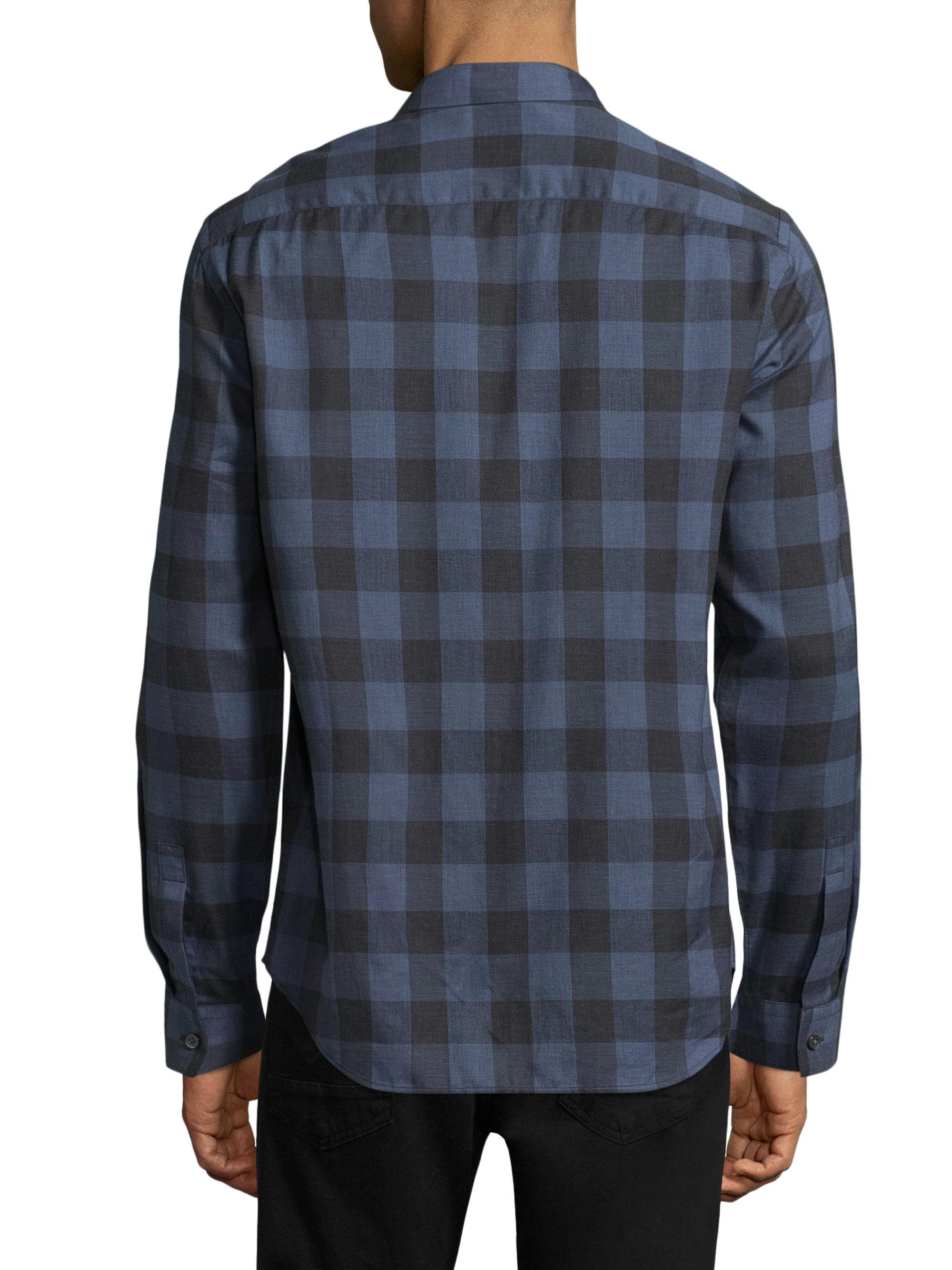 Lyst - Theory Plaid Cotton Casual Button-down Shirt in Gray for Men