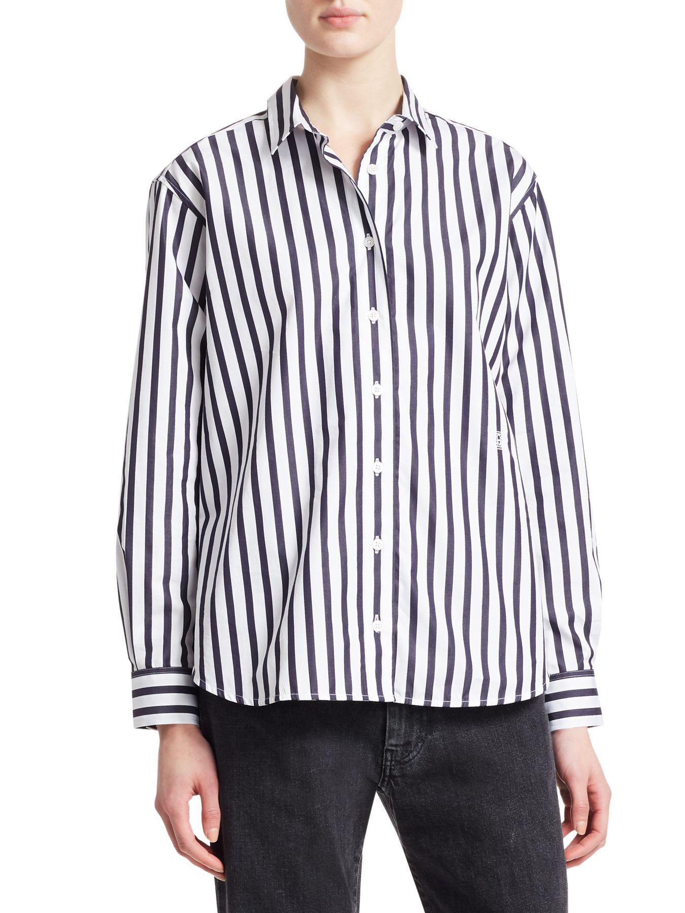 Totême Totême Capri Striped Cotton Shirt in Navy Stripe (Blue) - Lyst